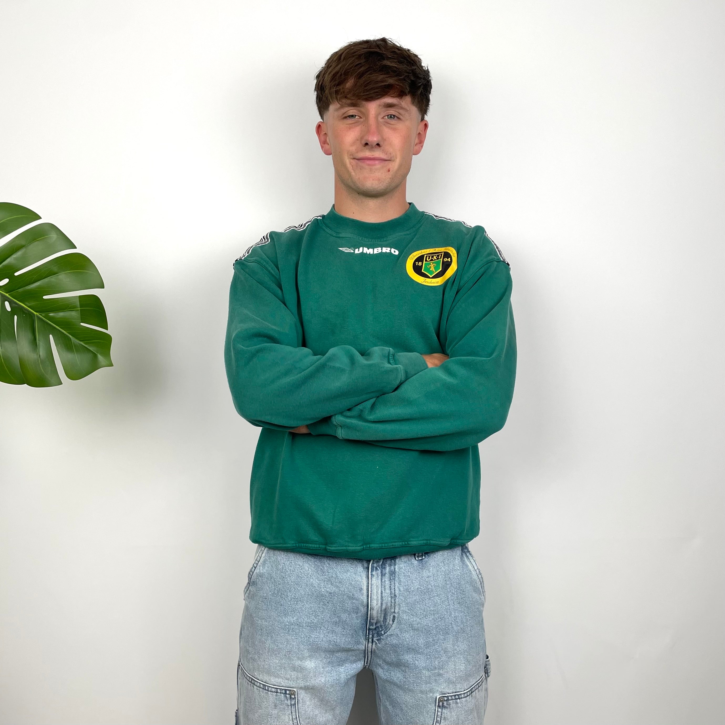 Umbro RARE Green Embroidered Spell Out Sweatshirt (S)