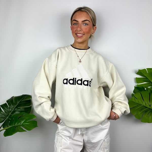 Adidas Equipment RARE Cream Embroidered Spell Out Sweatshirt (L)