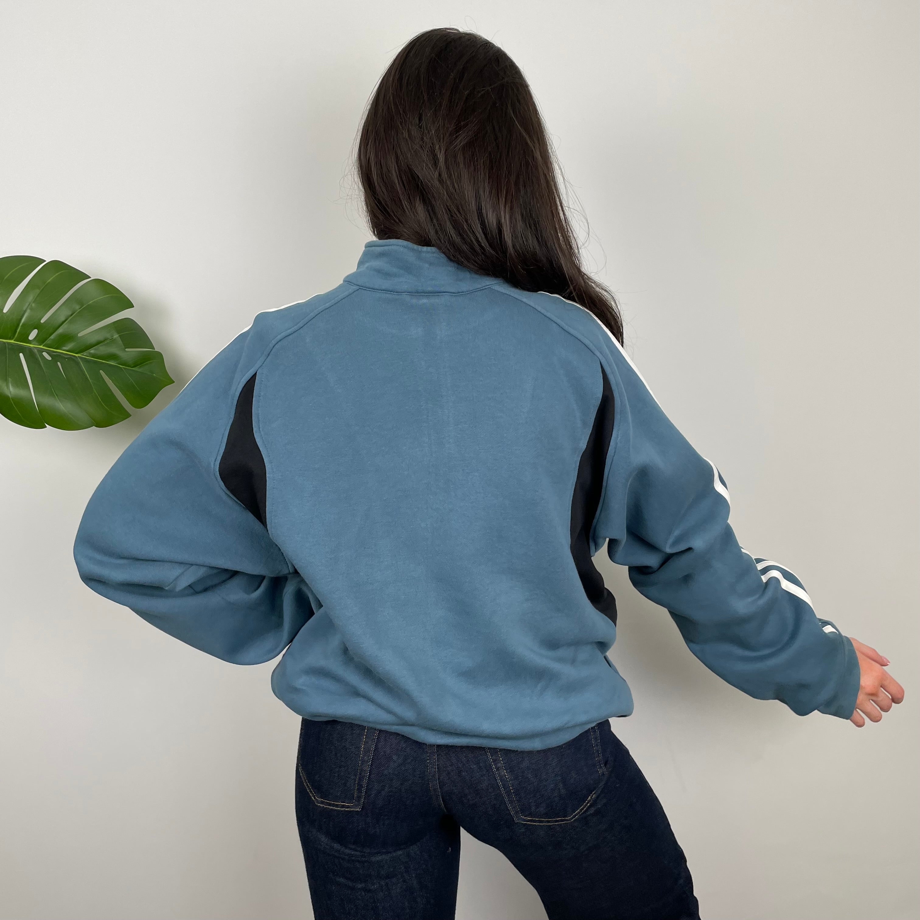 Adidas RARE Baby Blue Embroidered Spell Out Zip Up Hoodie Jacket (XL)