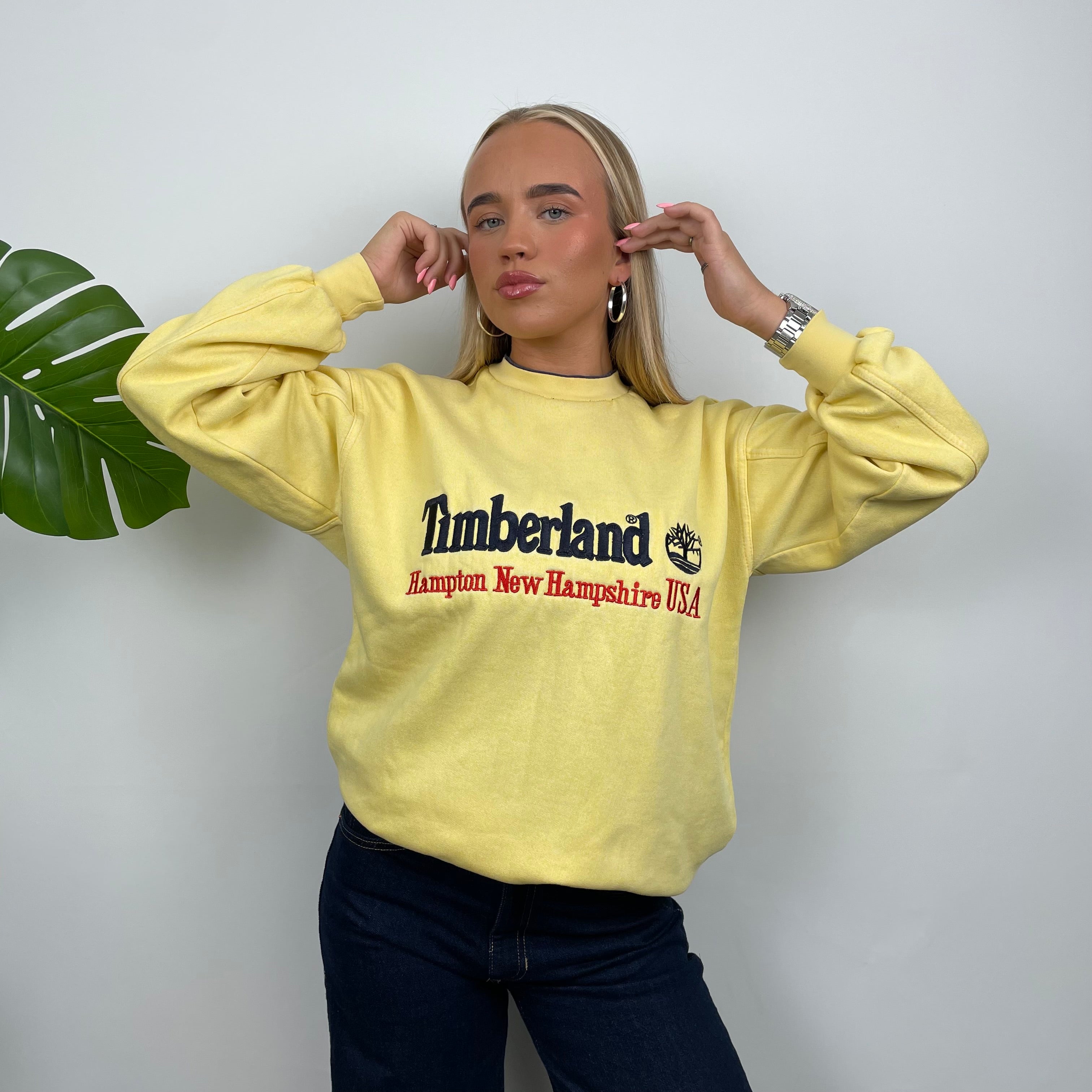 Timberland Yellow Embroidered Spell Out Sweatshirt (M)