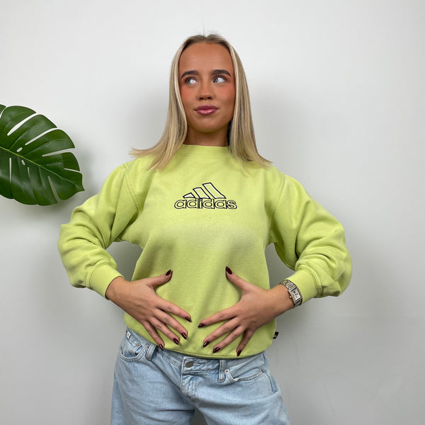 Adidas Lime Embroidered Spell Out Sweatshirt (S)