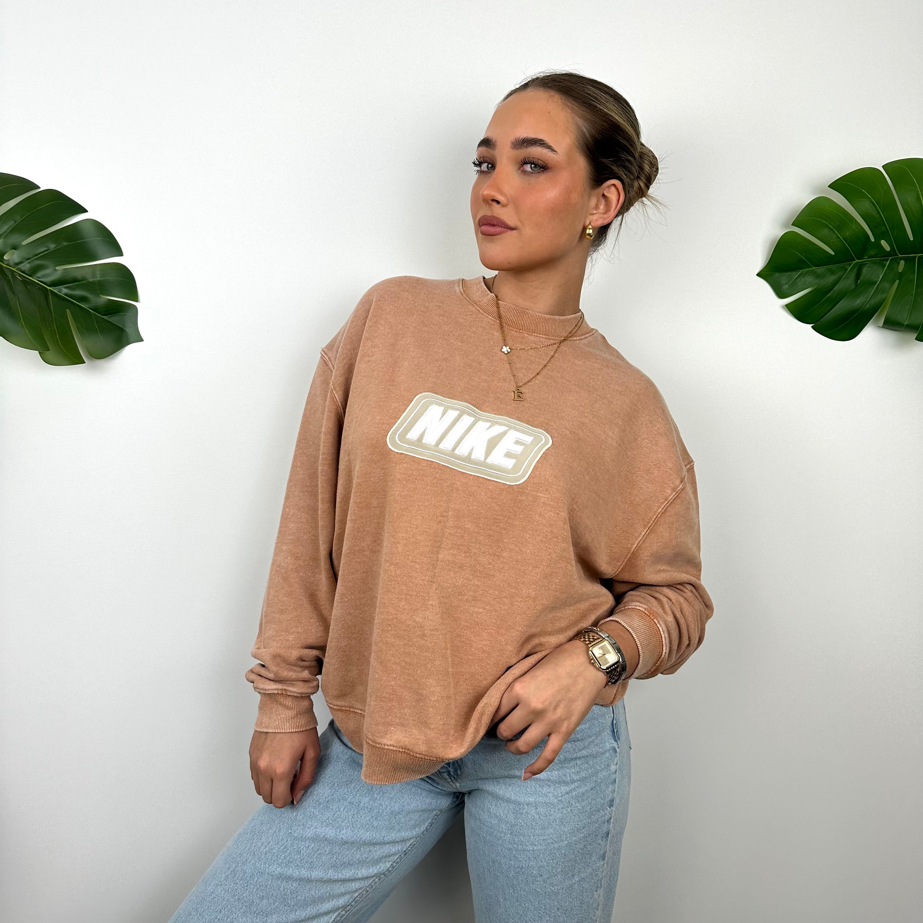 Nike Brown Embroidered Spell Out Sweatshirt (S)