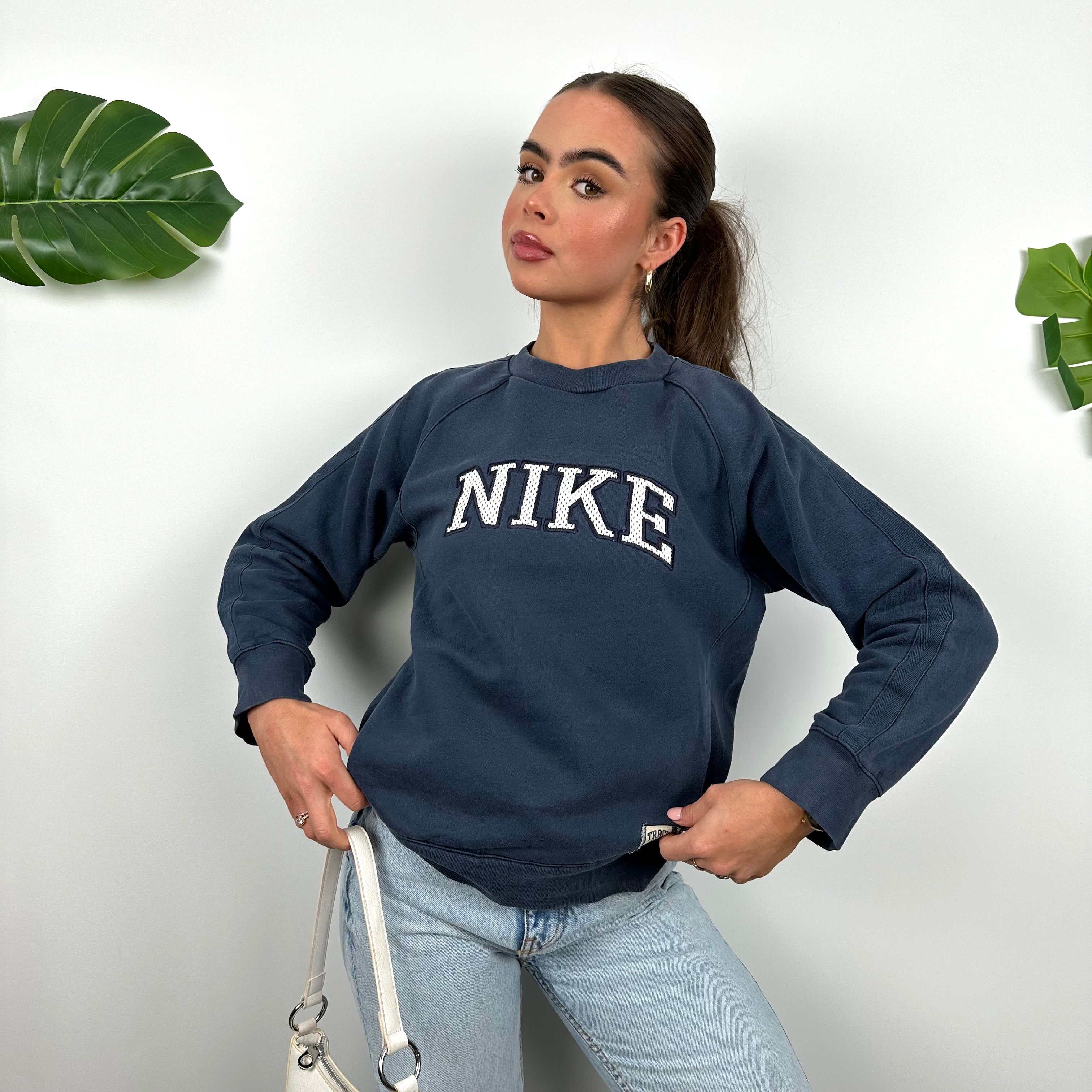 Nike Navy Embroidered Spell Out Sweatshirt (S)