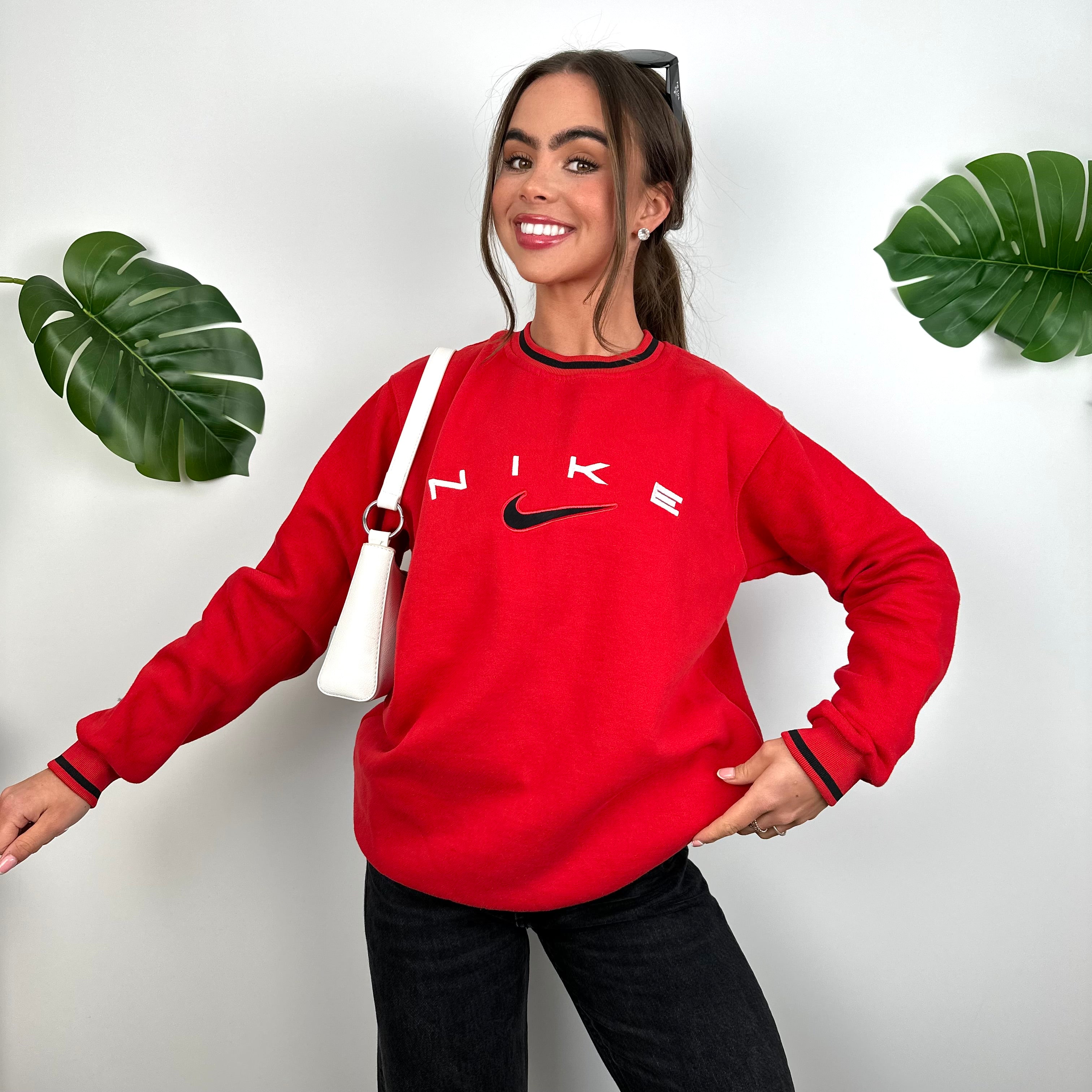 Nike Red Embroidered Spell Out Sweatshirt (M)