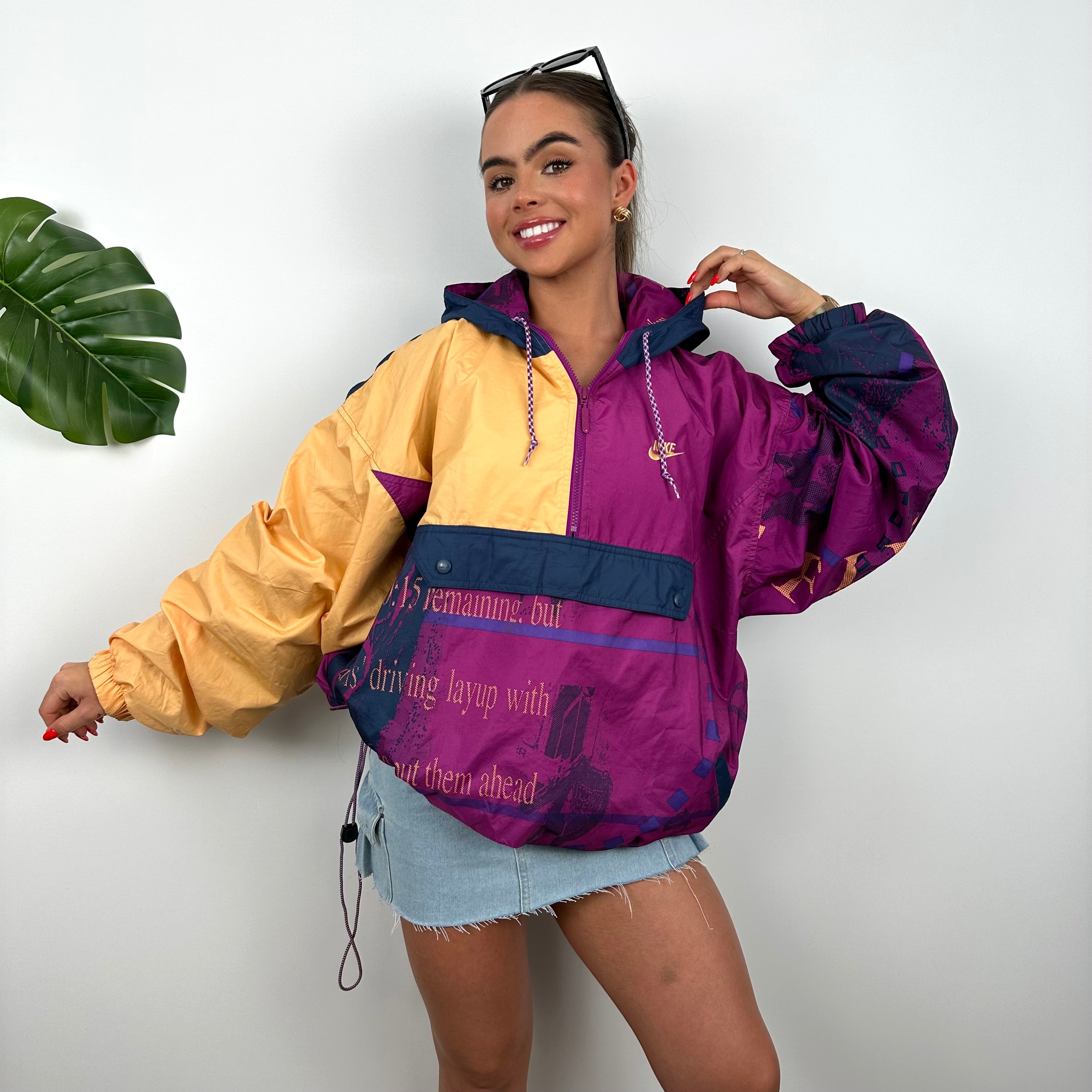 Nike Colour Block Embroidered Spell Out Windbreaker Jacket (XL)