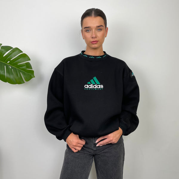 Adidas Equipment Black Embroidered Spell Out Sweatshirt (M)