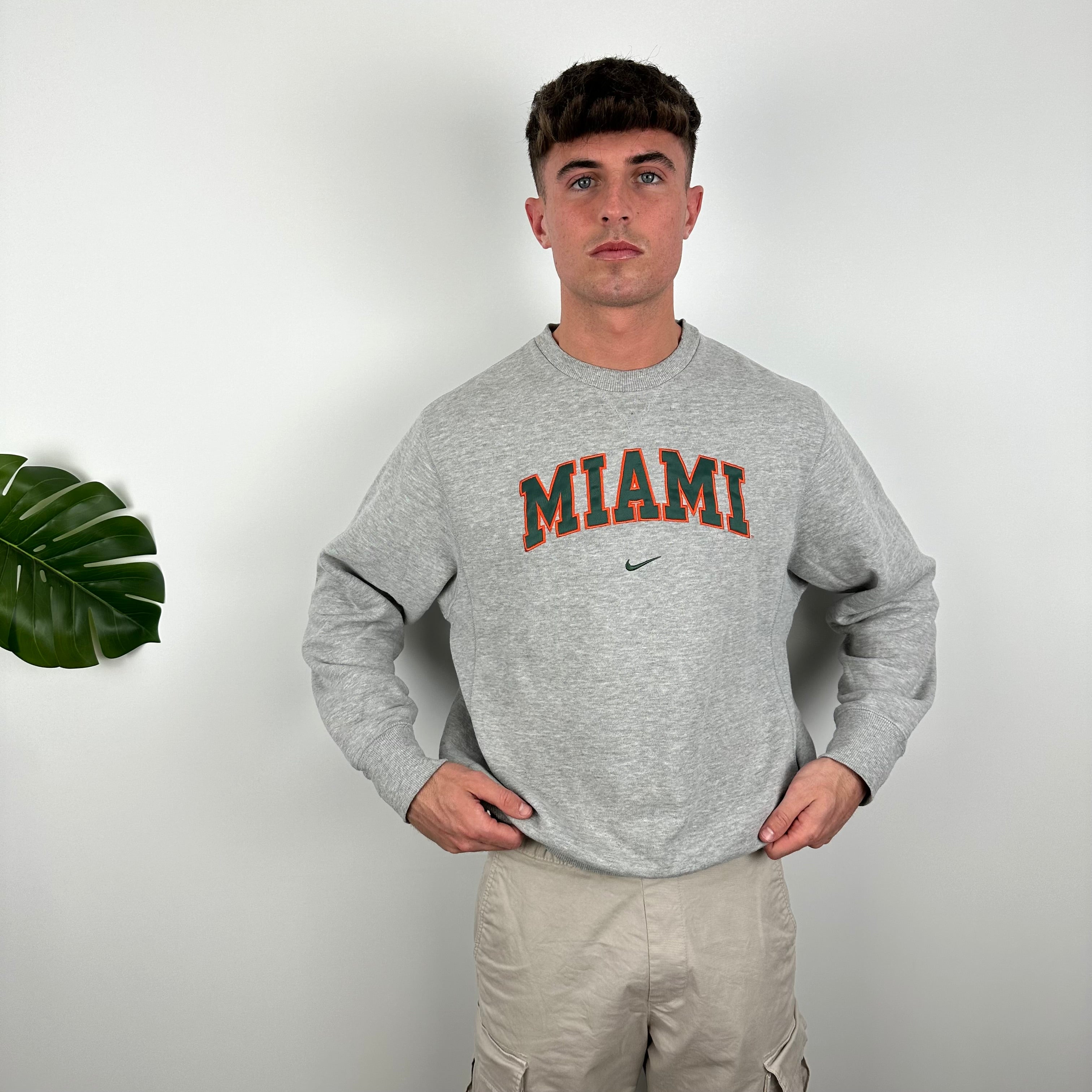 Nike X Miami Grey Embroidered Spell Out Sweatshirt (M)