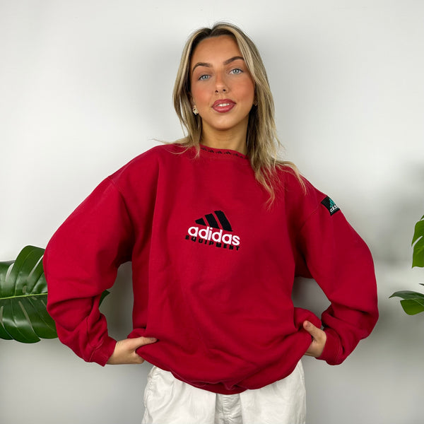 Adidas Equipment RARE Red Embroidered Spell Out Sweatshirt (M)