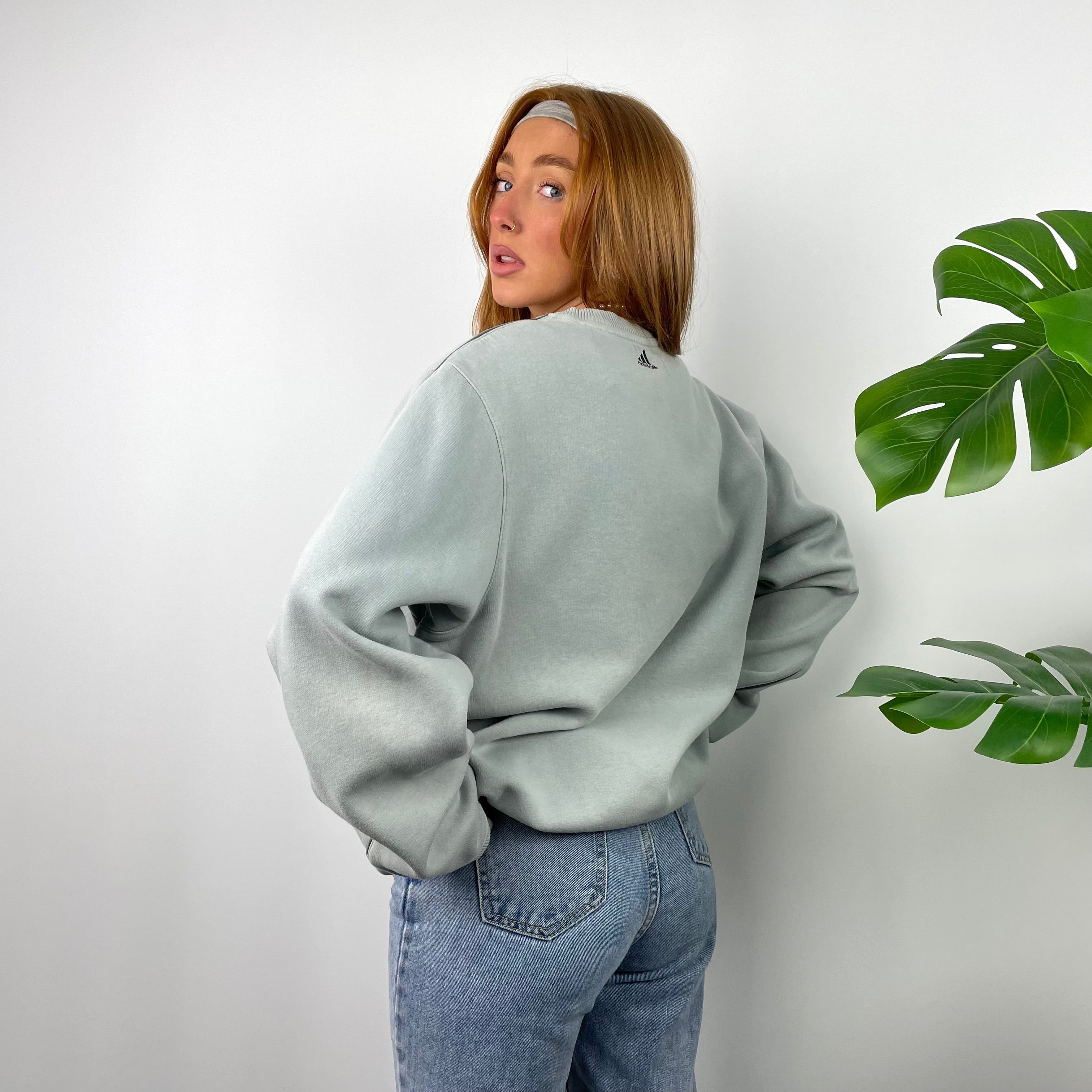 Adidas RARE Baby Blue Embroidered Spell Out Sweatshirt (L)