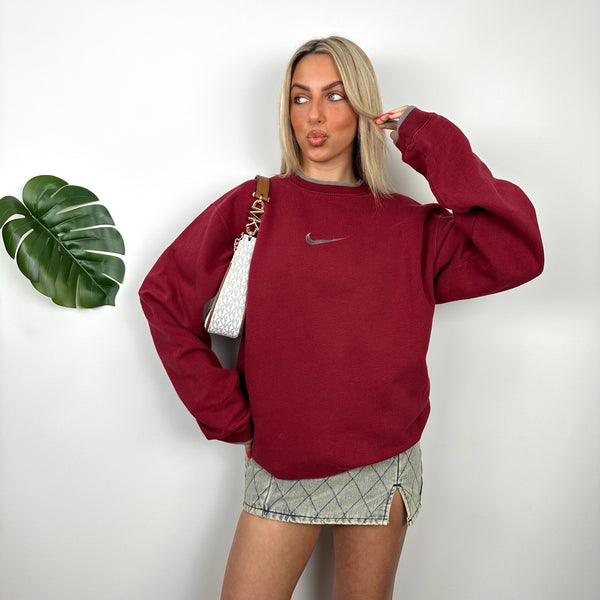 Nike Red Embroidered Swoosh Sweatshirt (XL)