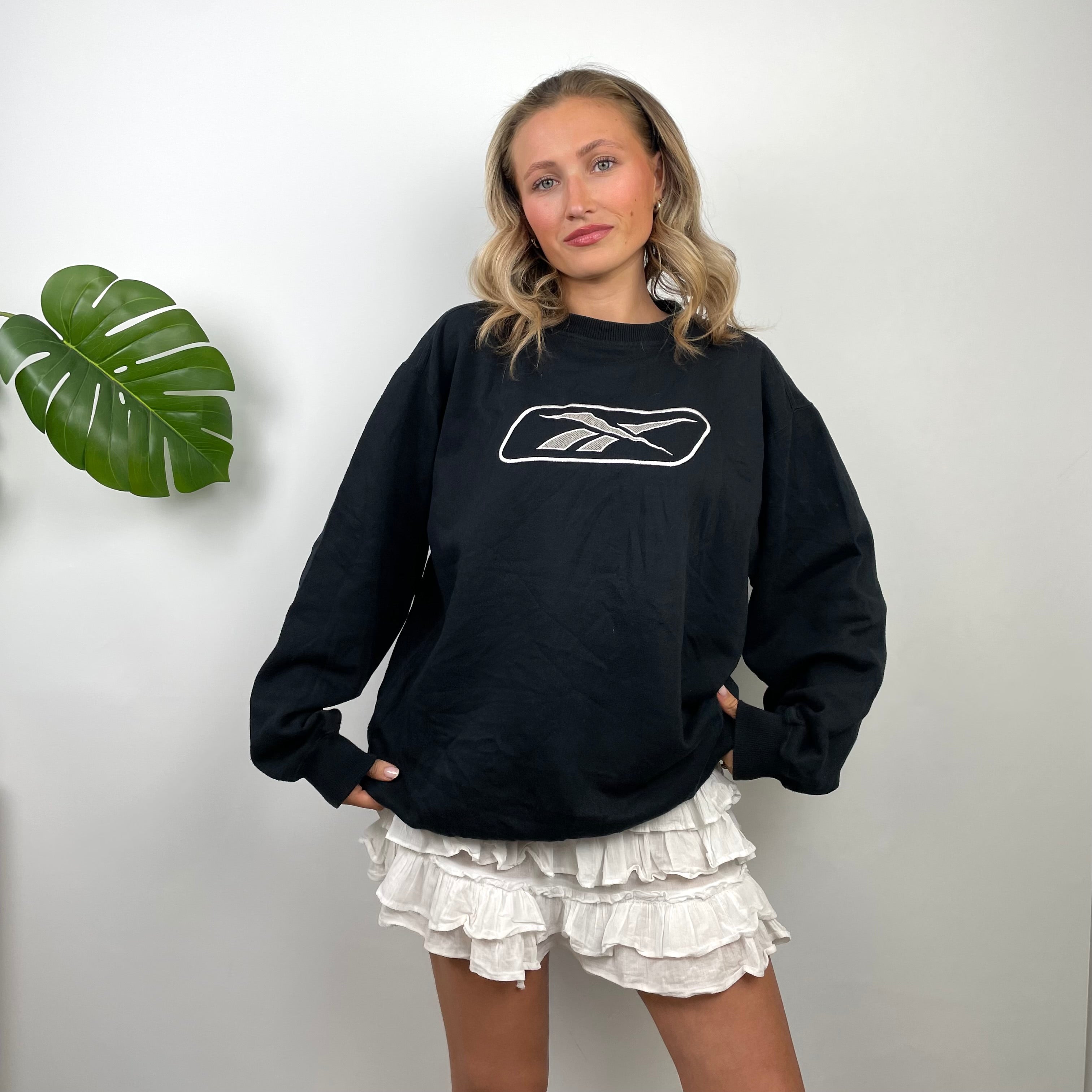 Reebok Black Embroidered Spell Out Sweatshirt (M)
