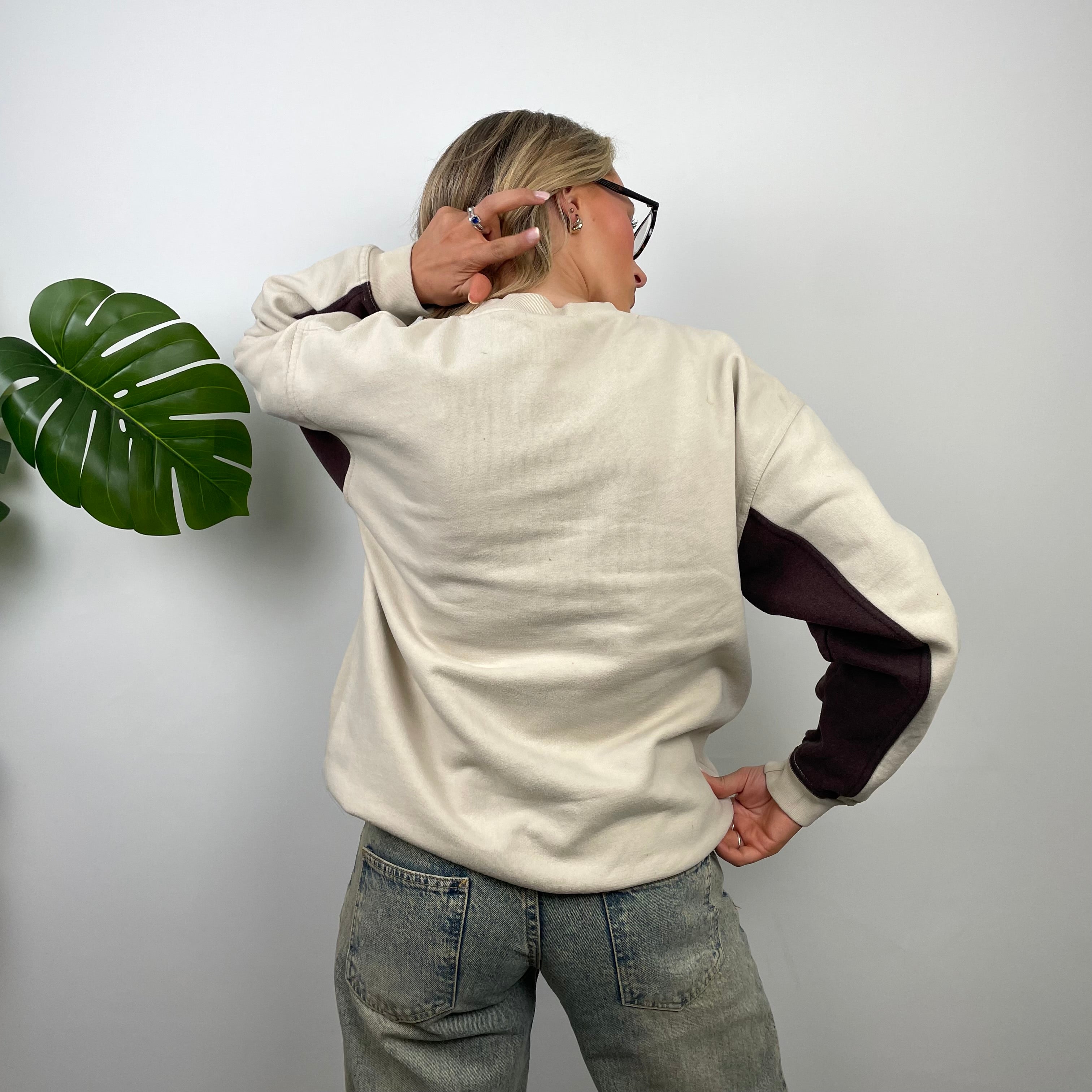Reebok RARE Cream Embroidered Spell Out Sweatshirt (L)