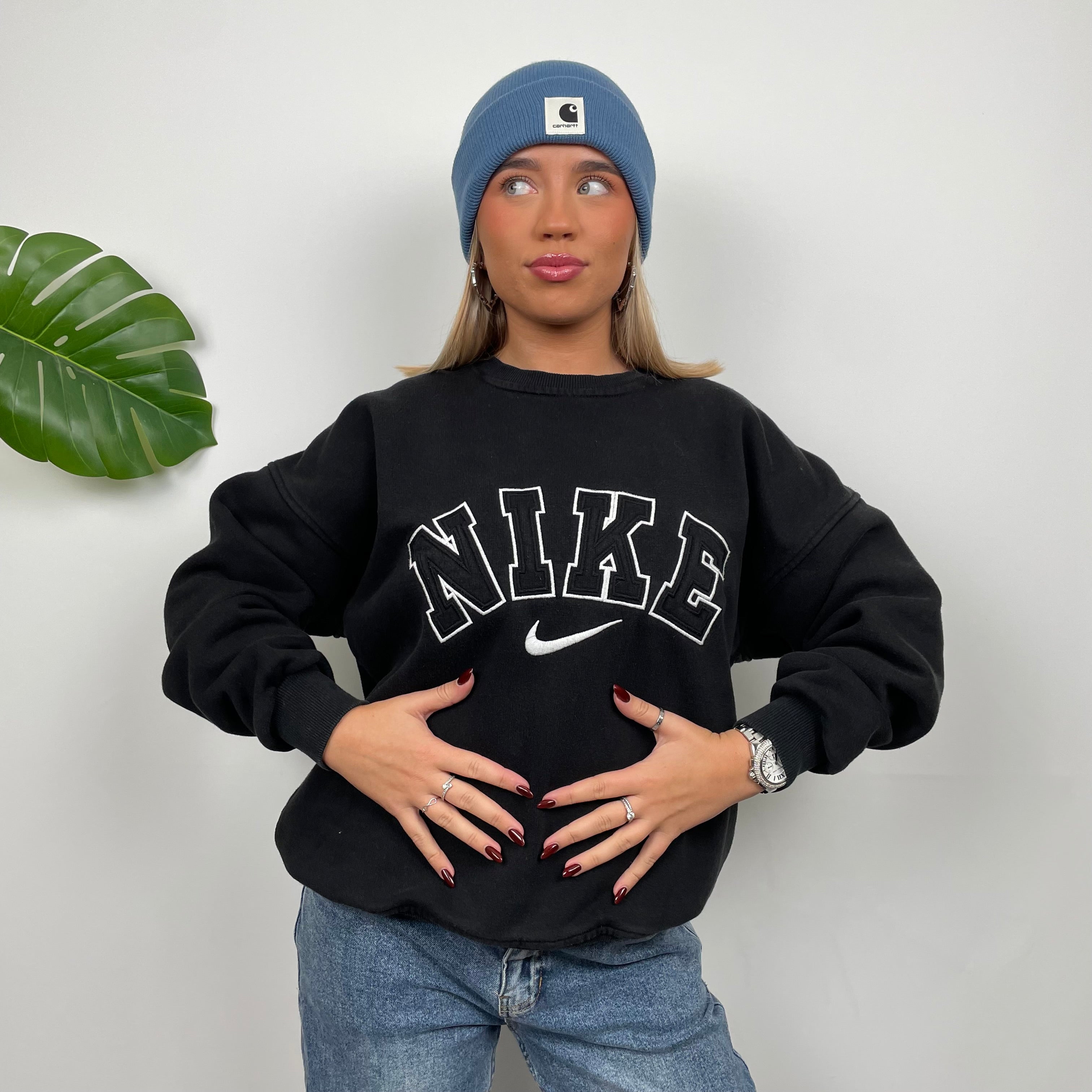 Nike RARE Black Embroidered Spell Out Sweatshirt (M)