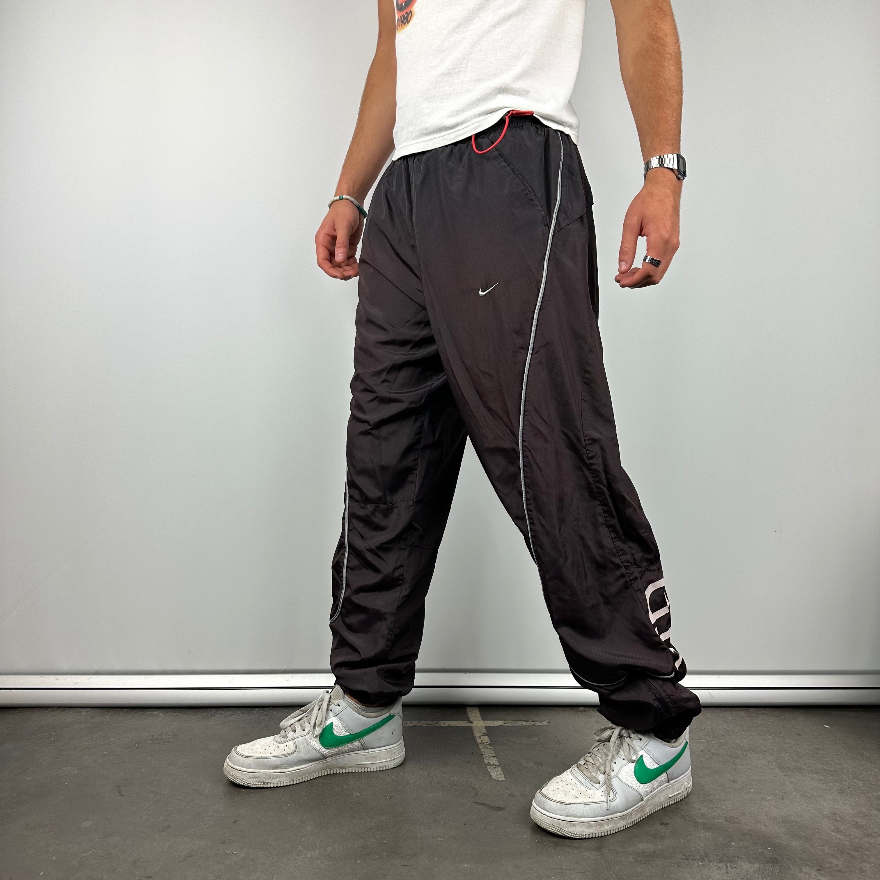 Nike Air Black & Brown Spell Out Track Pants (XL)