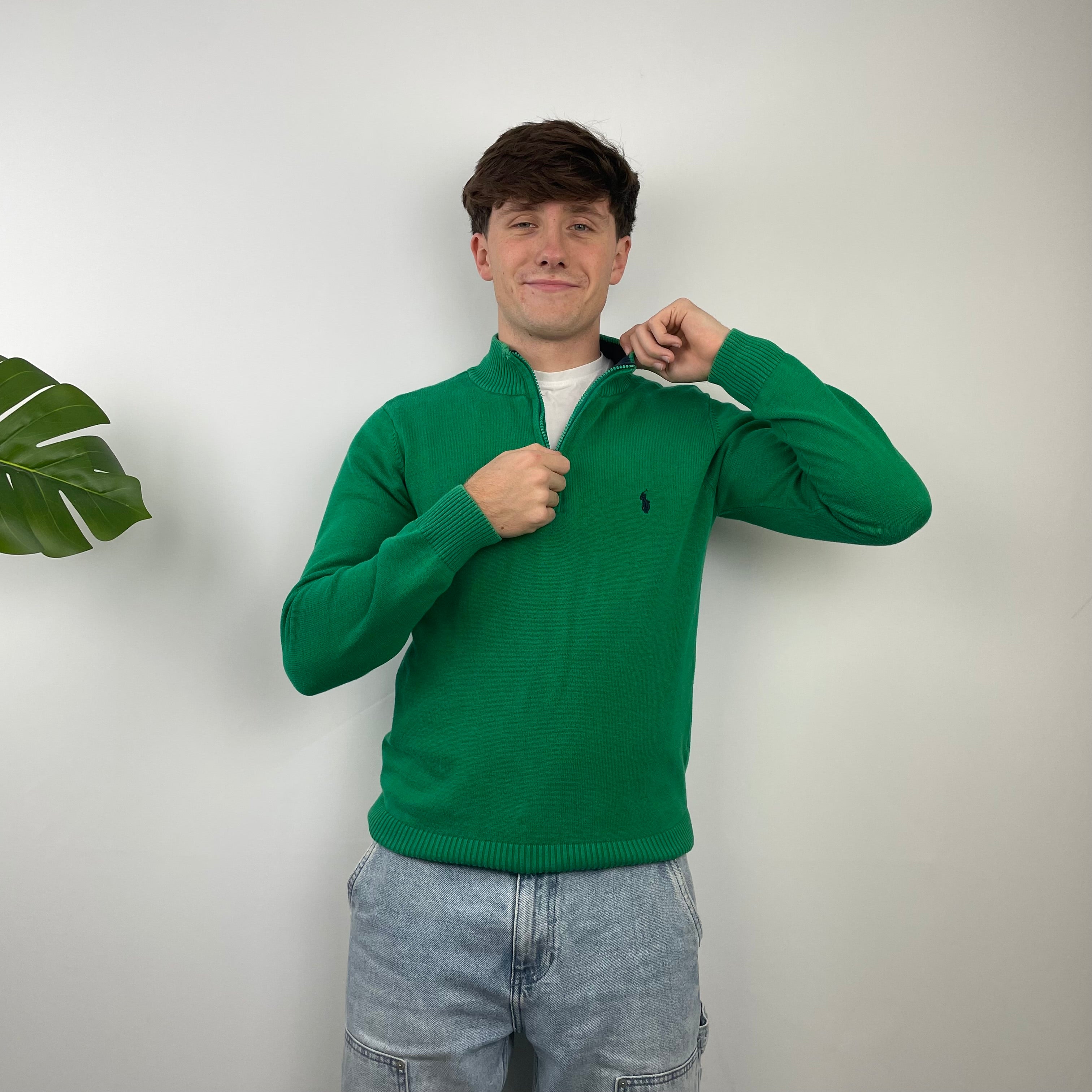 Polo Ralph Lauren Green Embroidered Logo Quarter Zip Sweatshirt (S)