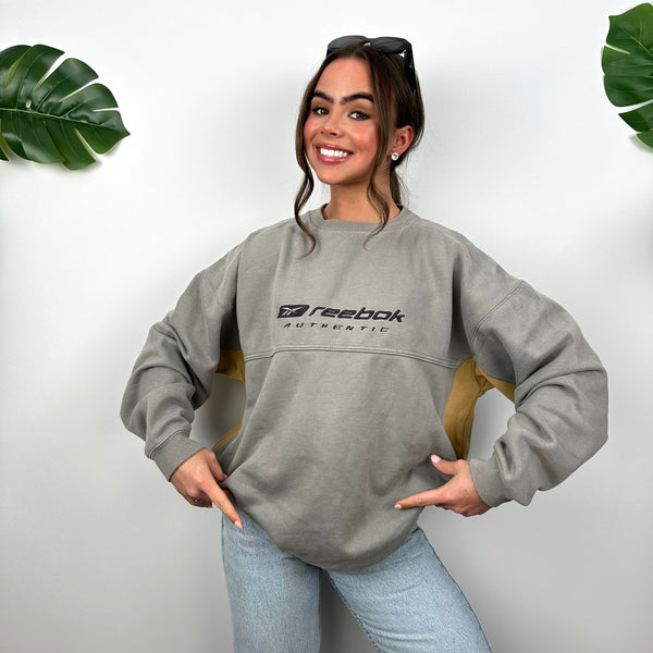 Reebok Grey Embroidered Spell Out Sweatshirt (M)