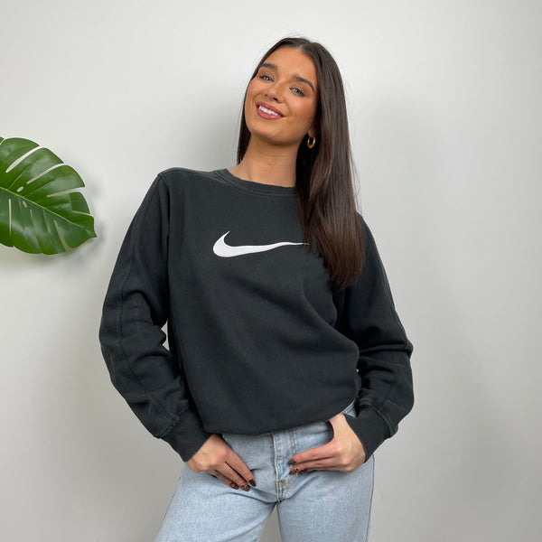 Nike Black Embroidered Swoosh Sweatshirt (S)