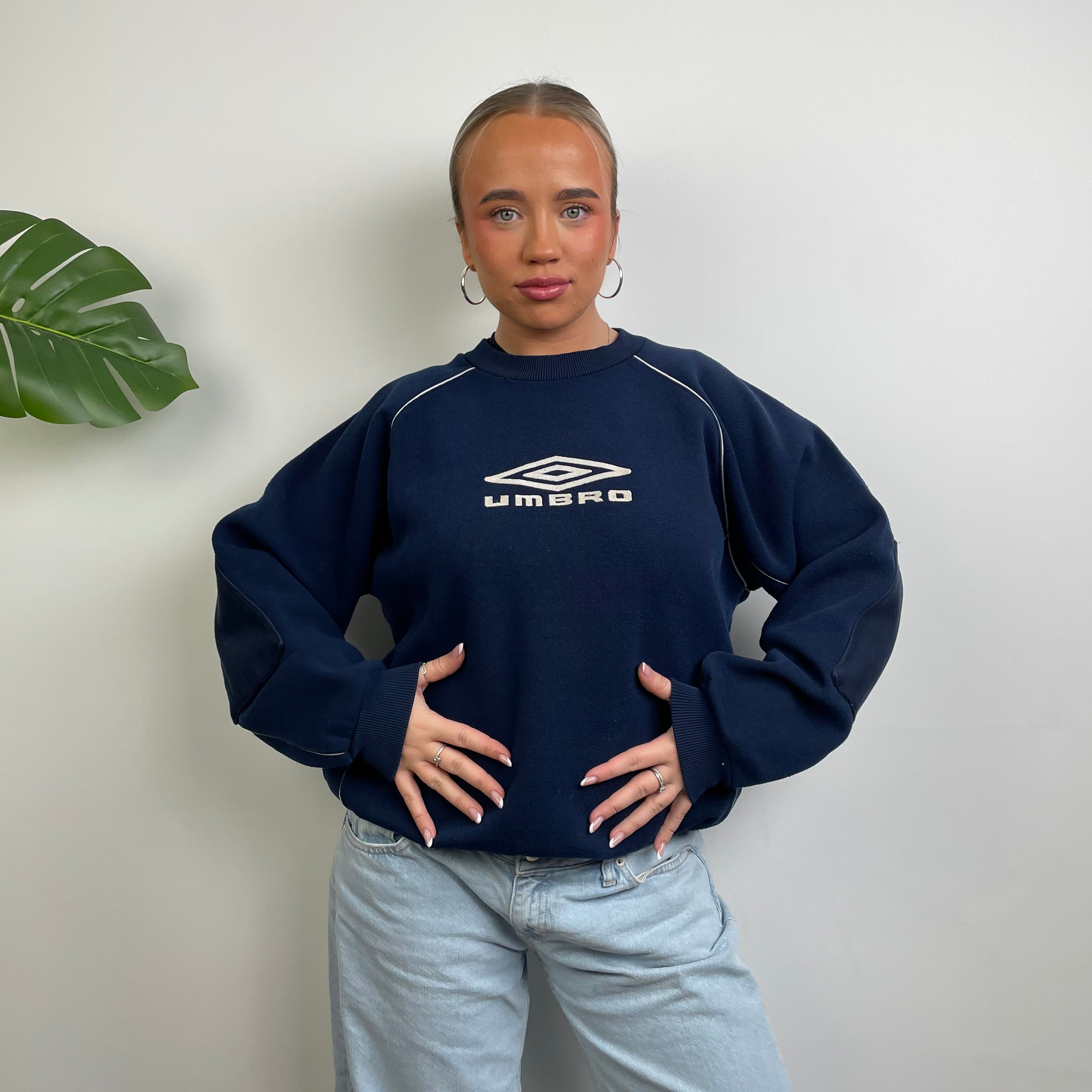 Umbro Navy Embroidered Spell Out Sweatshirt (S)