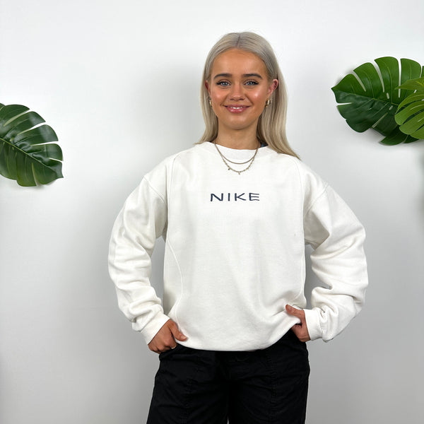 Nike White Embroidered Spell Out Sweatshirt (S)