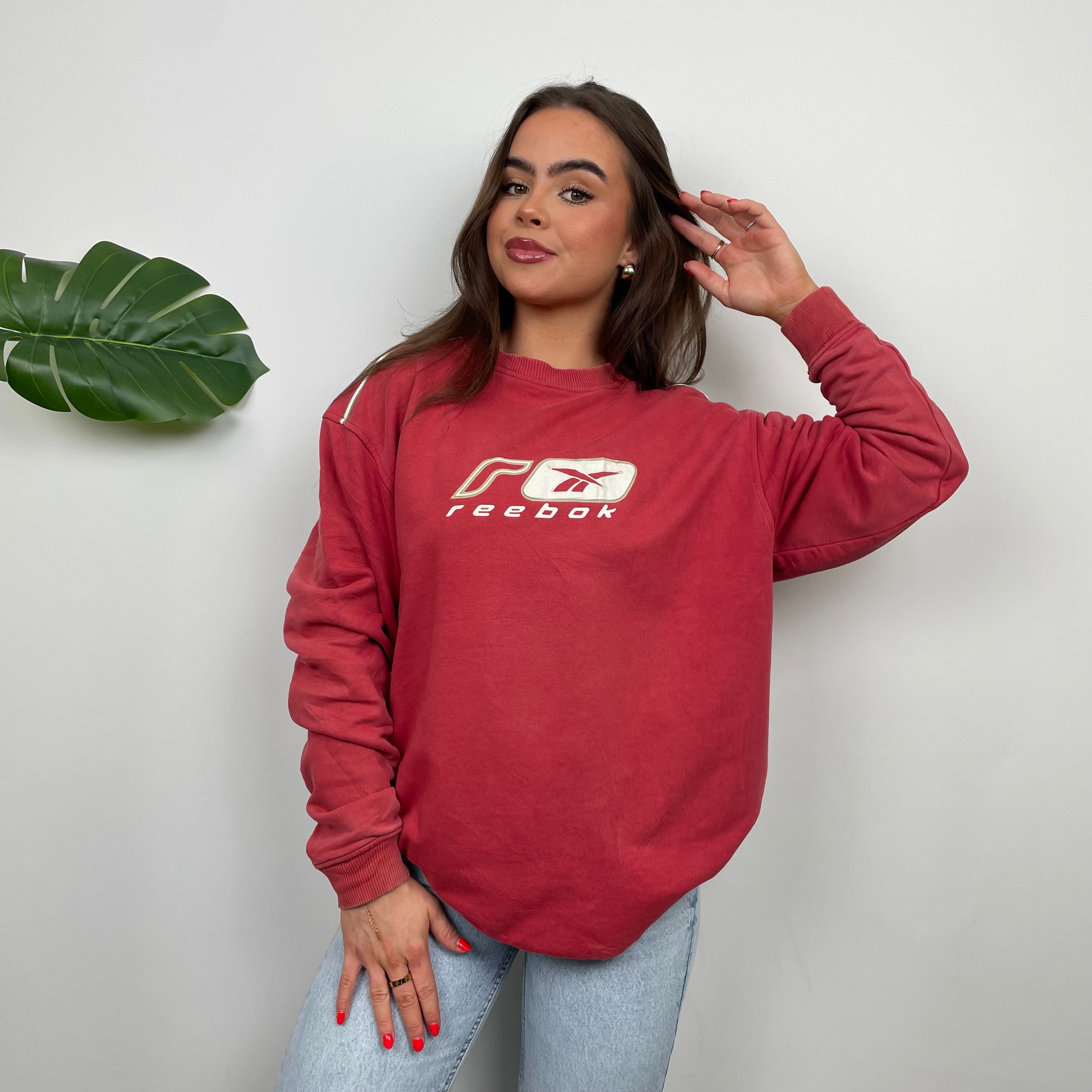 Reebok Red Embroidered Spell Out Sweatshirt (M)