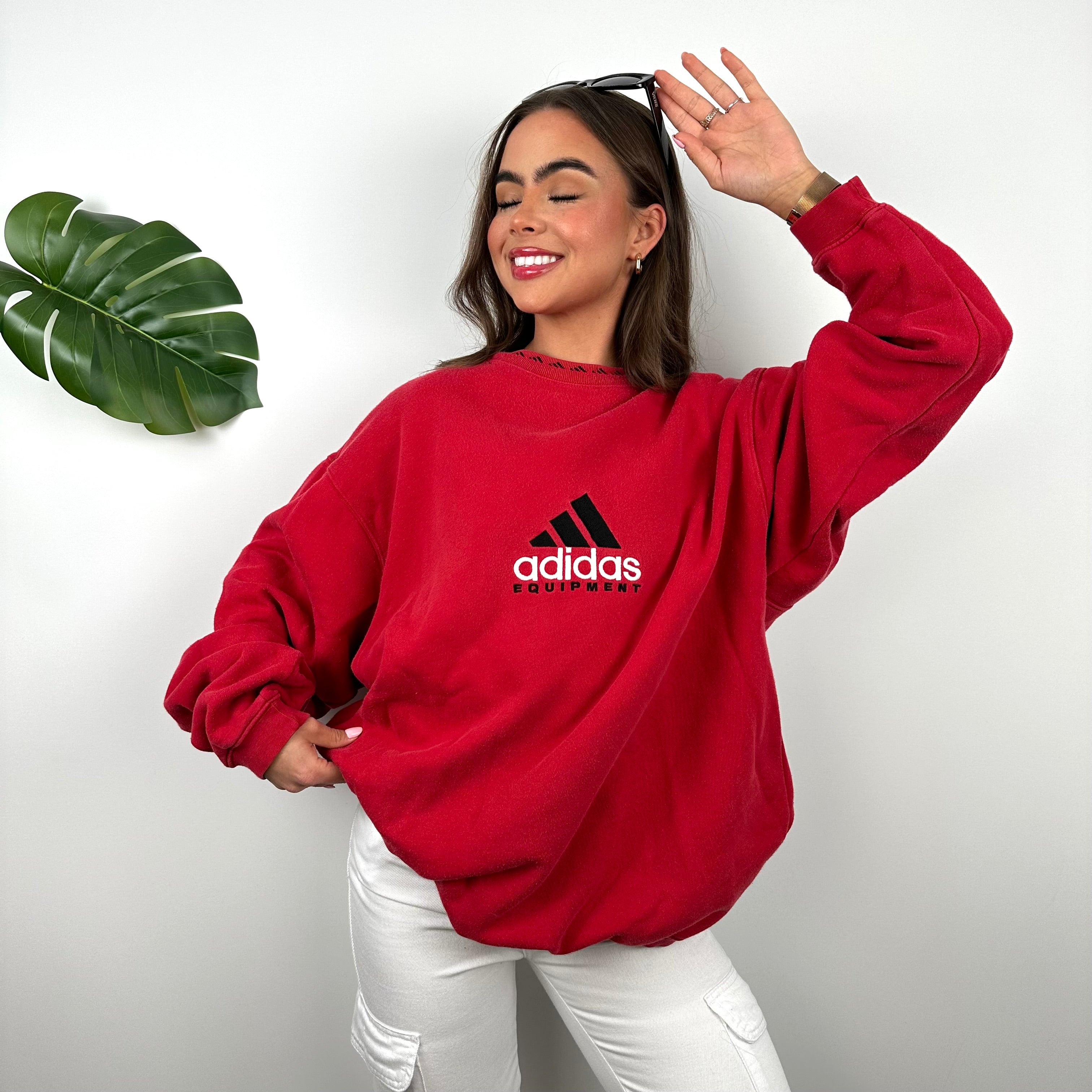 Adidas Equipment RARE Red Embroidered Spell Out Sweatshirt (L)