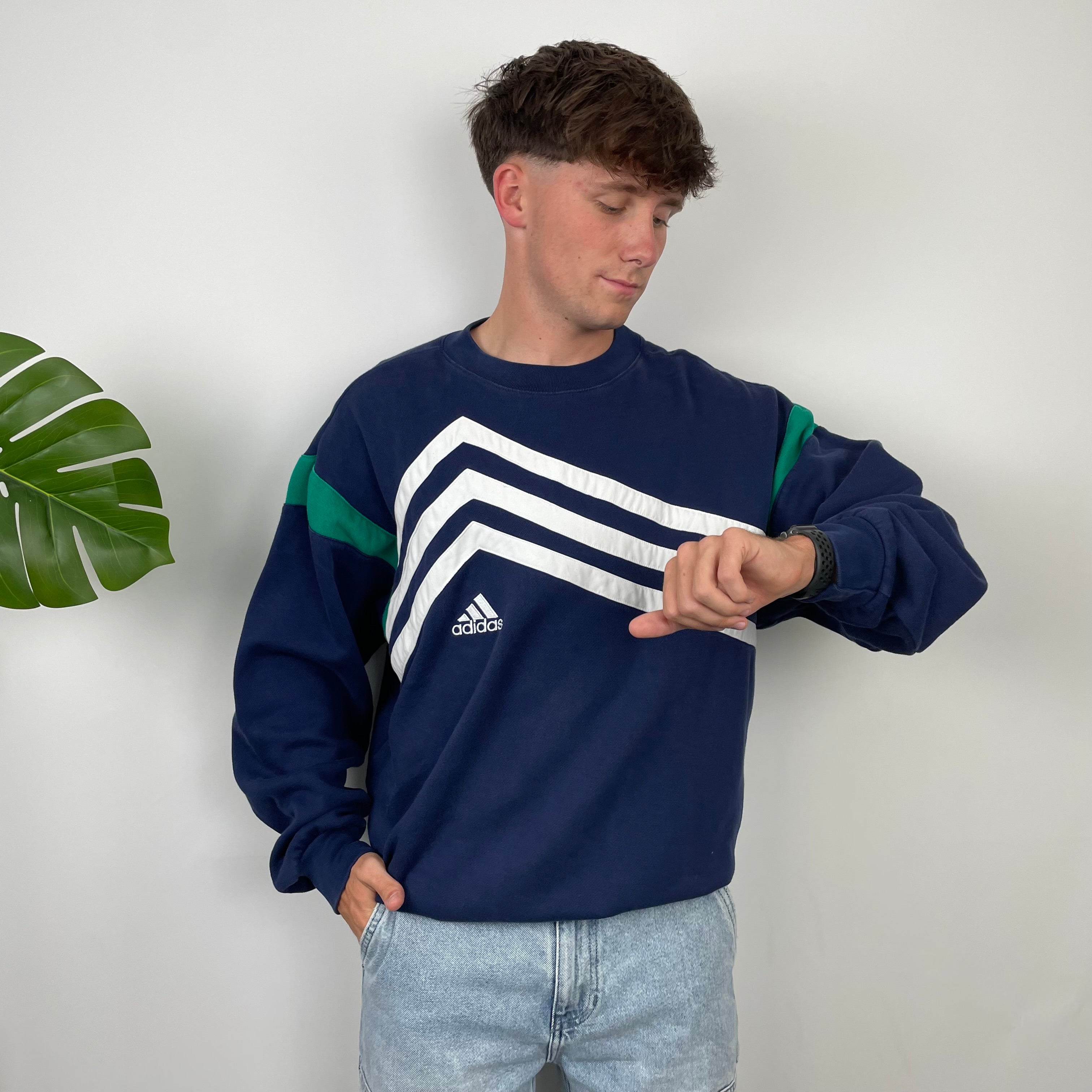 Adidas Embroidered Spell Out Colour Block Sweatshirt (L)