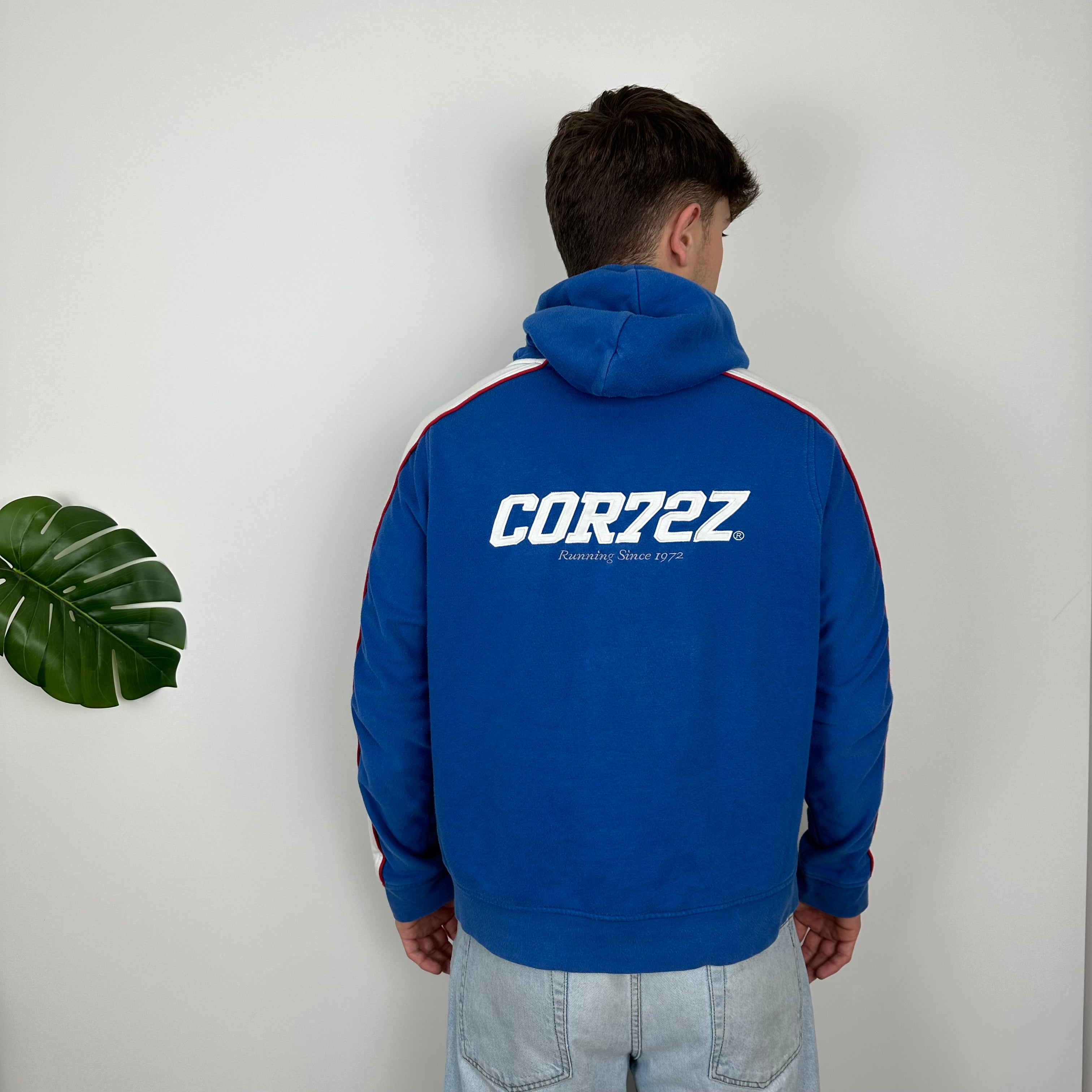 Nike Cortez Blue Embroidered Swoosh Hoodie (XL)