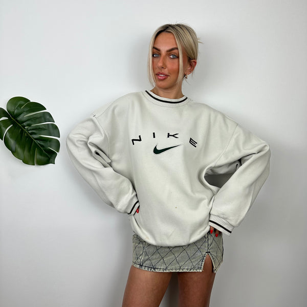 Nike Cream Embroidered Spell Out Sweatshirt (L)