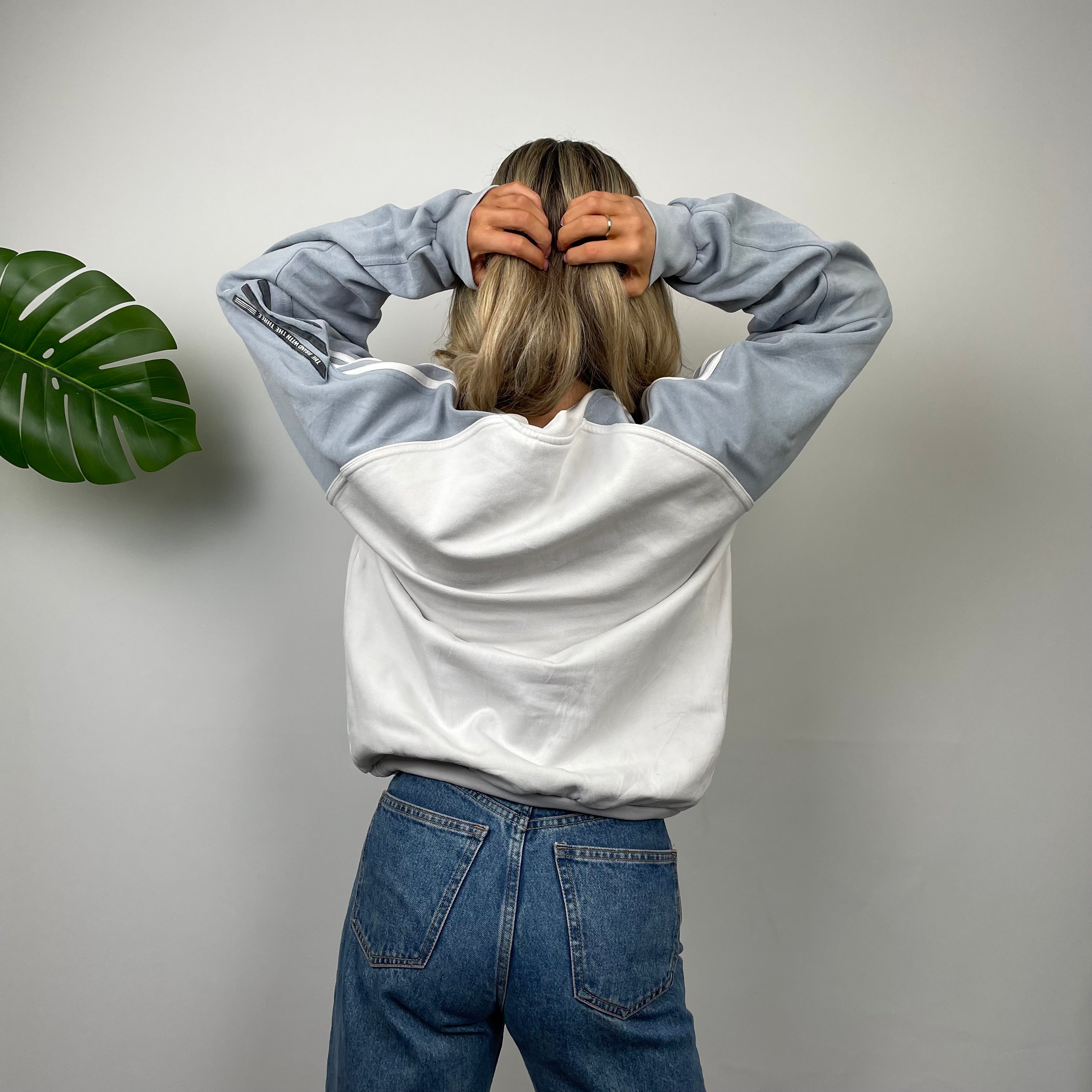 Adidas White Embroidered Spell Out Sweatshirt (M)