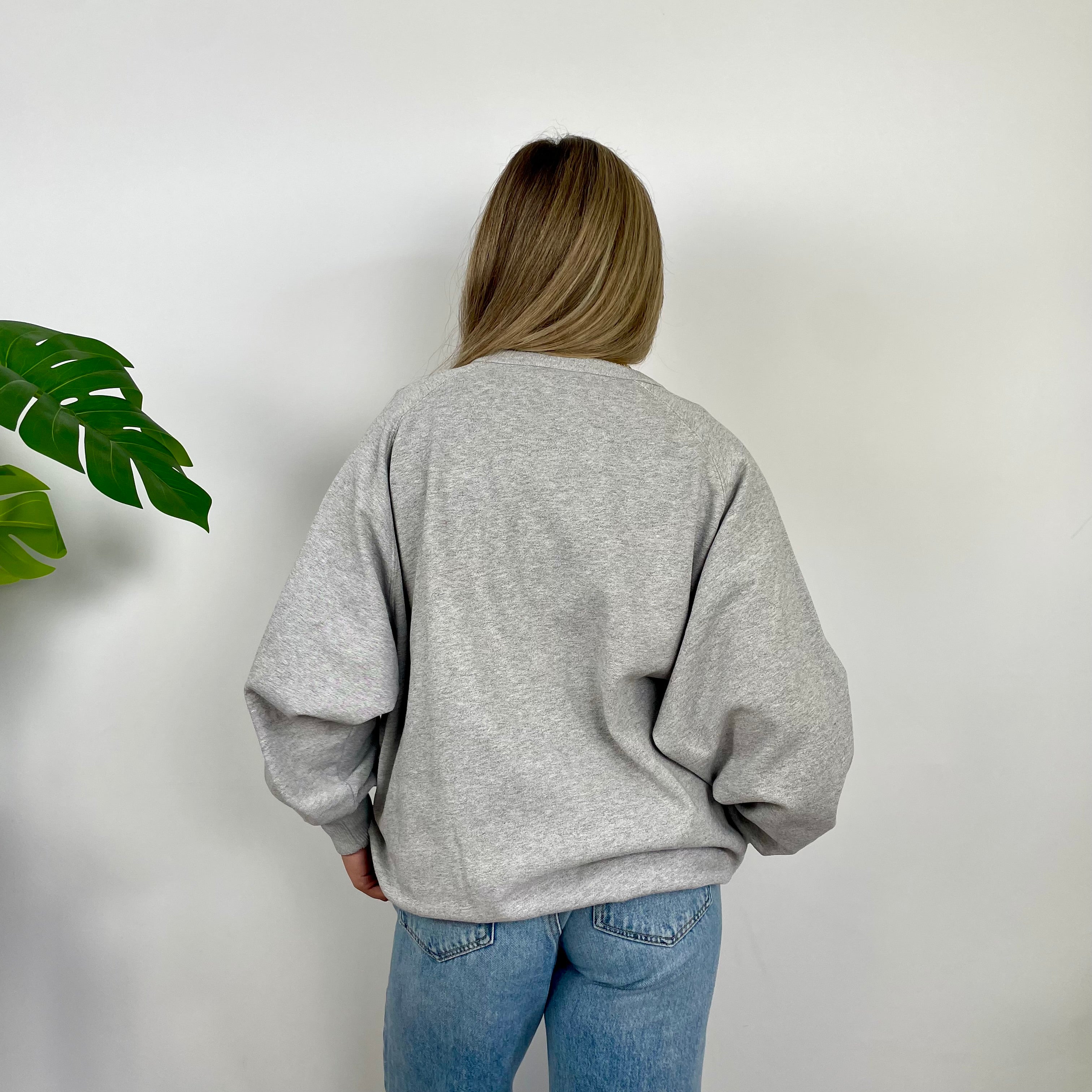 Adidas Grey Embroidered Spell Out Sweatshirt (L)