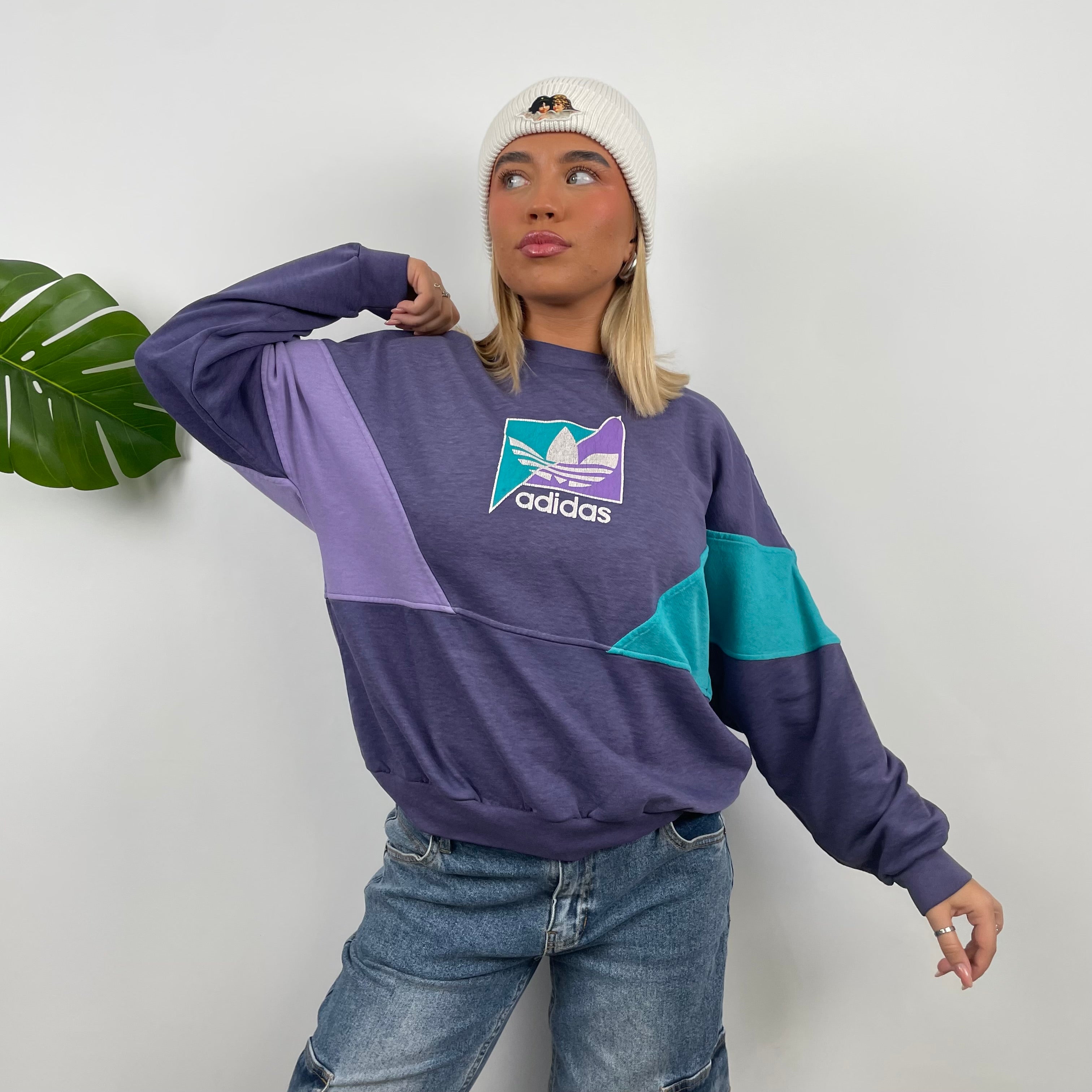 Adidas Purple Colour Block Sweatshirt (S)