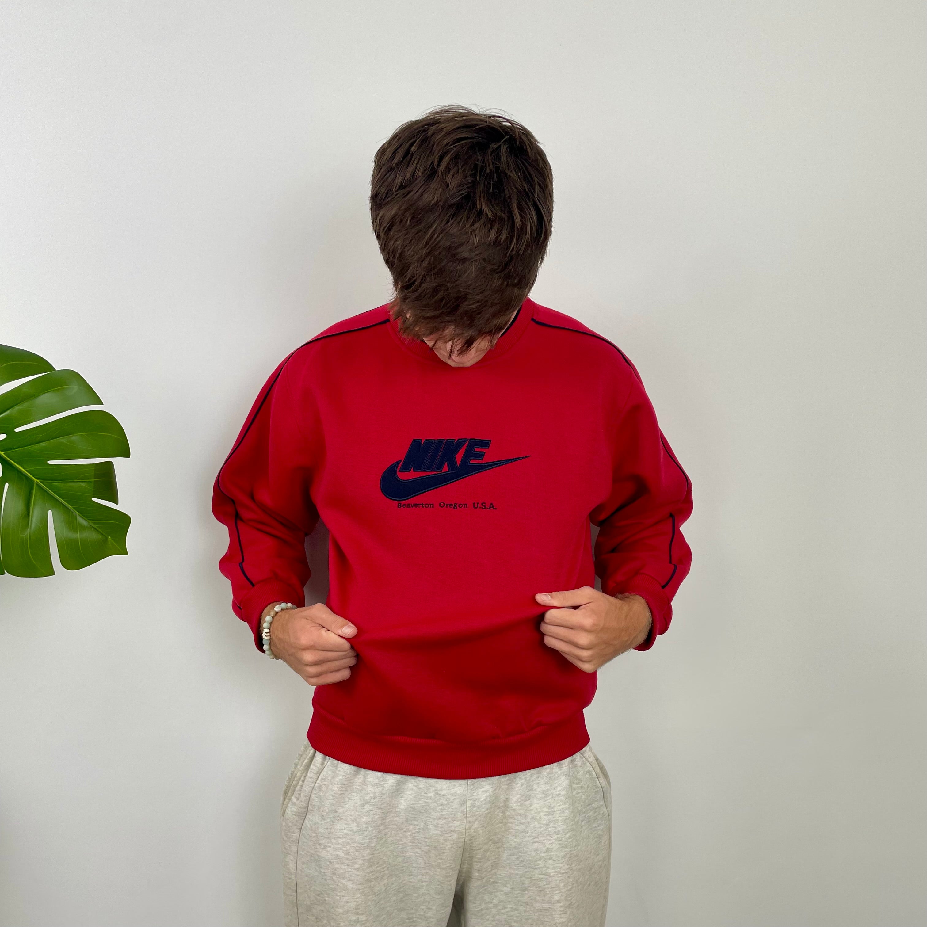 Nike Red Embroidered Spell Out Sweatshirt (S)