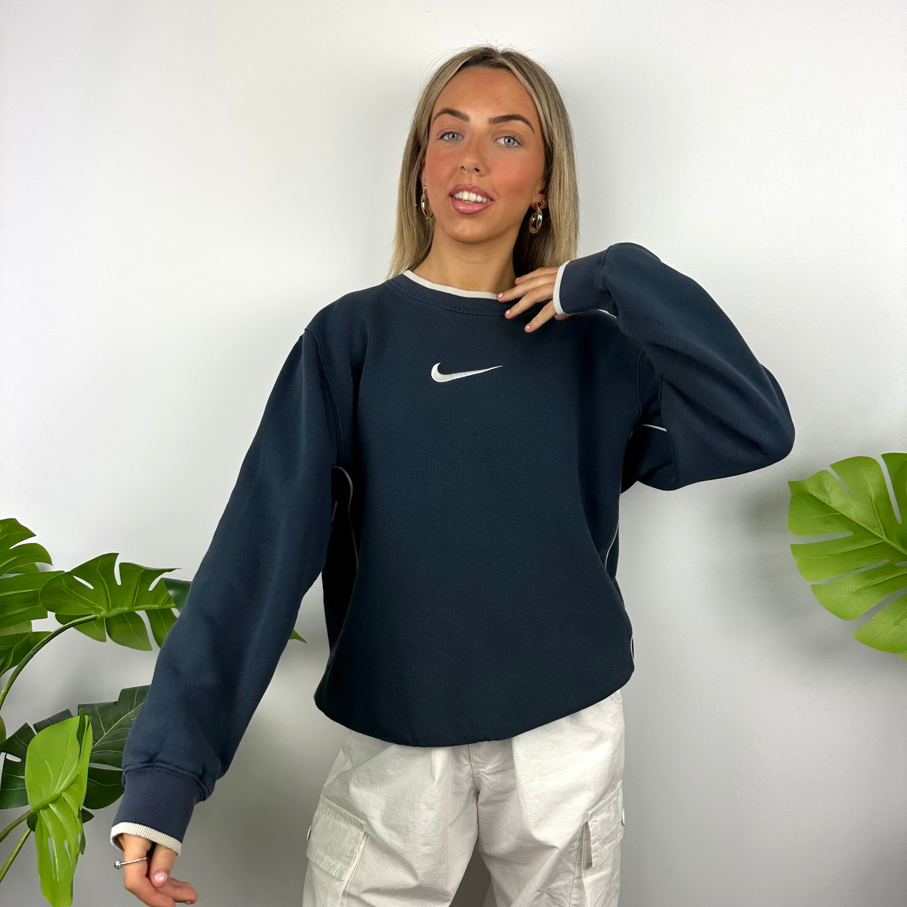 Nike Navy Embroidered Swoosh Sweatshirt (M)