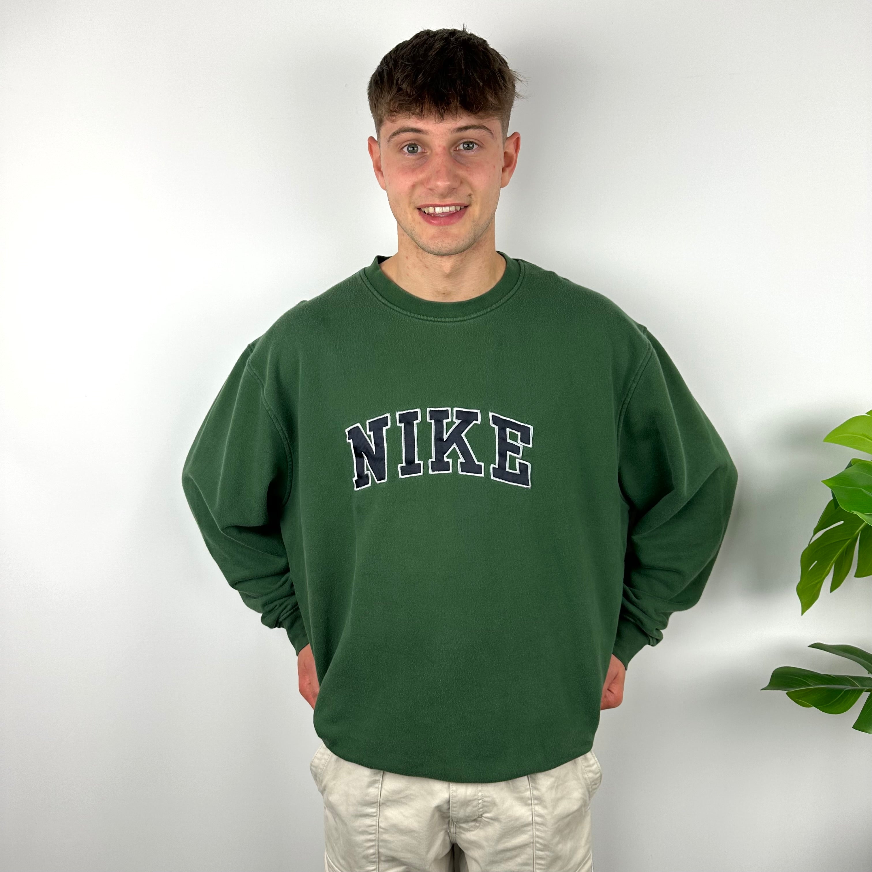 Nike Green Embroidered Spell Out Sweatshirt (XL)