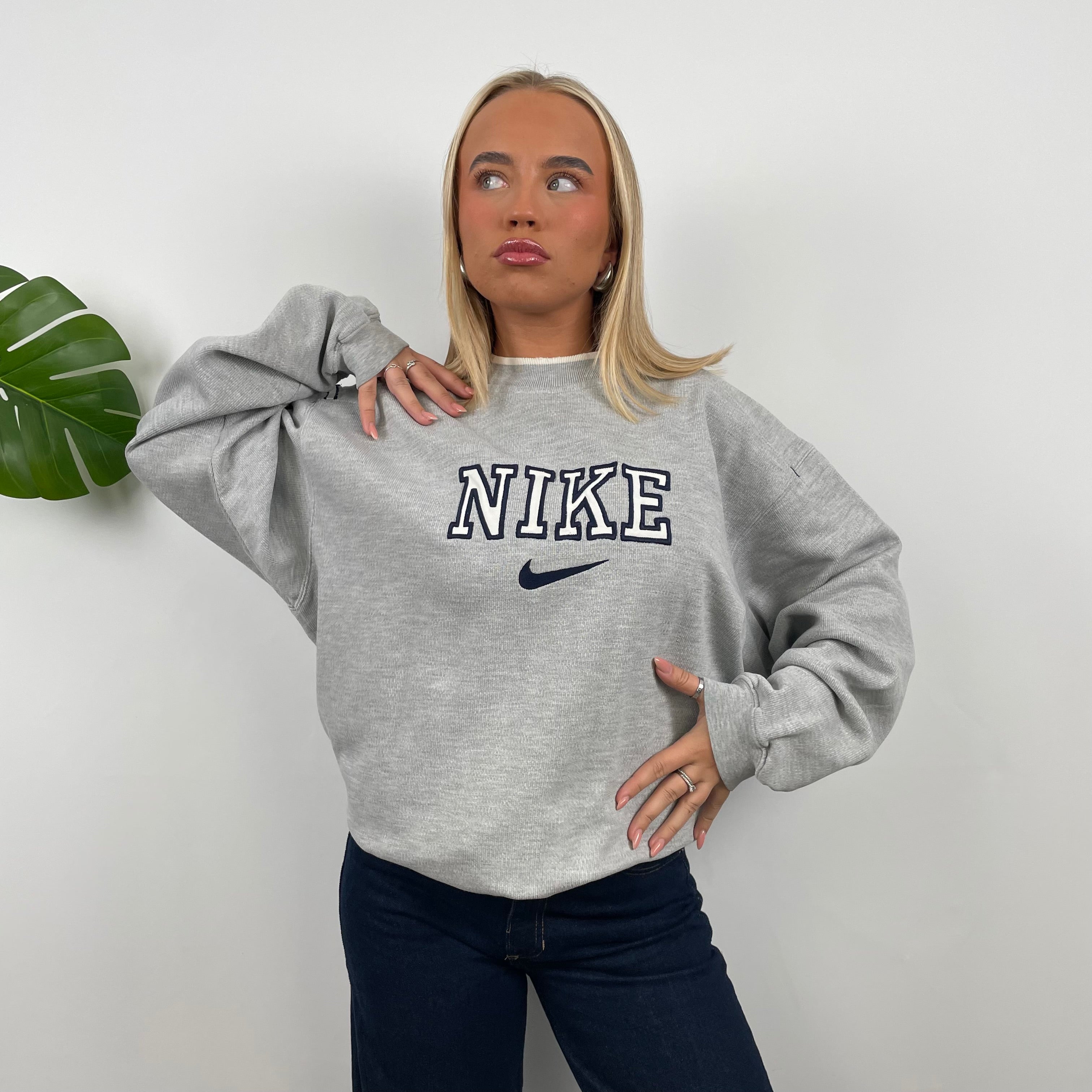 Nike Grey Embroidered Spell Out Sweatshirt (L)