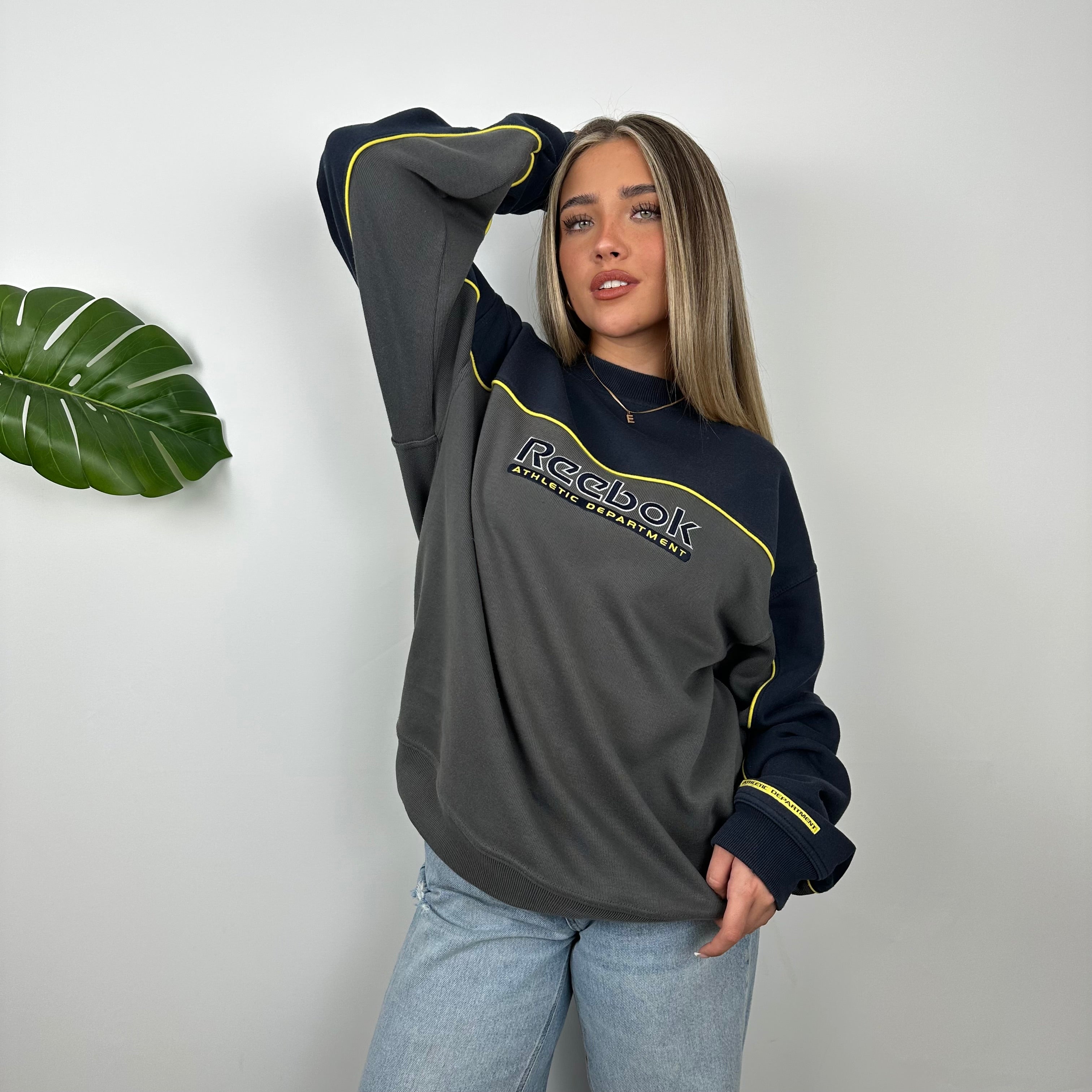 Reebok Grey Embroidered Spell Out Sweatshirt (L)