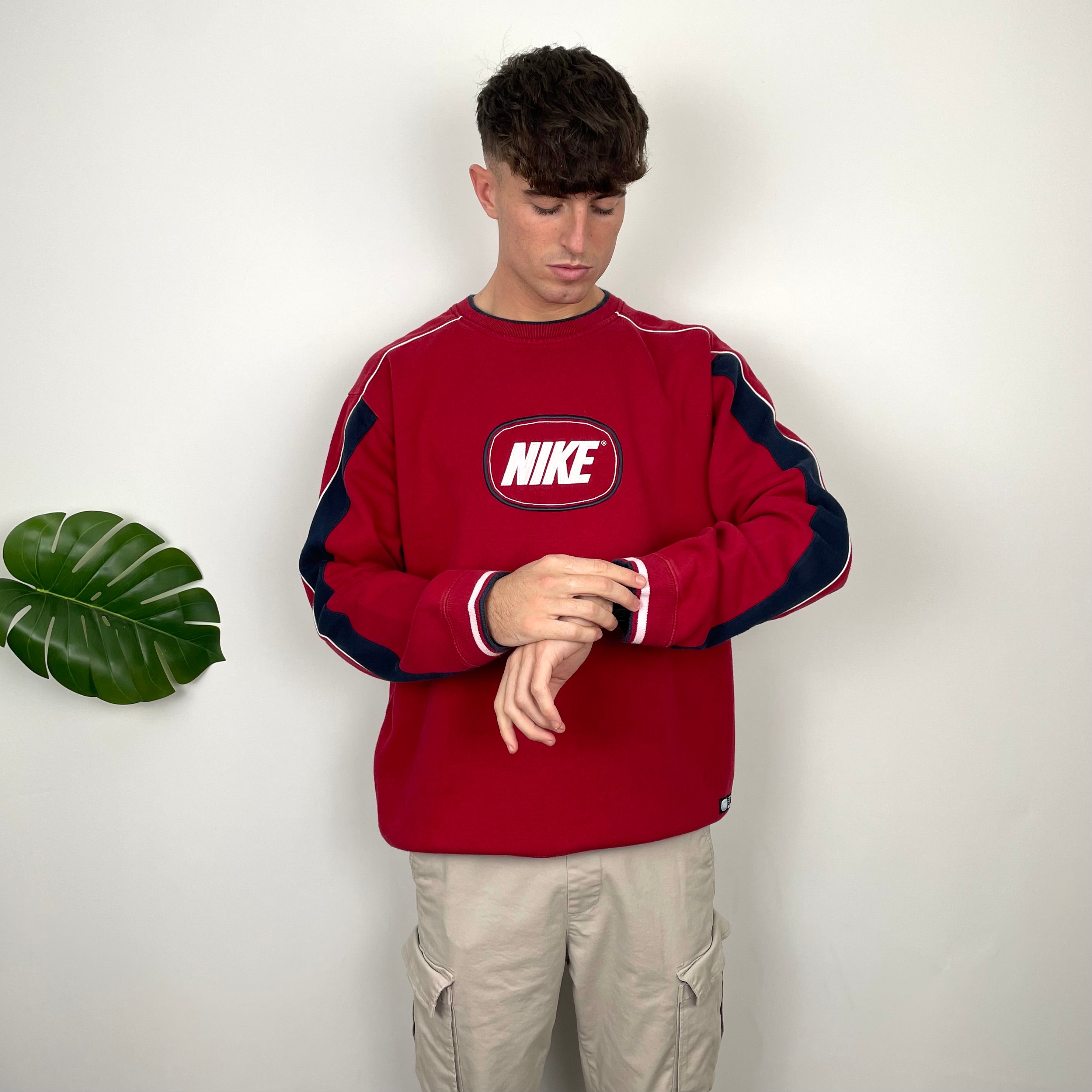 Nike Red Embroidered Spell Out Sweatshirt (L)