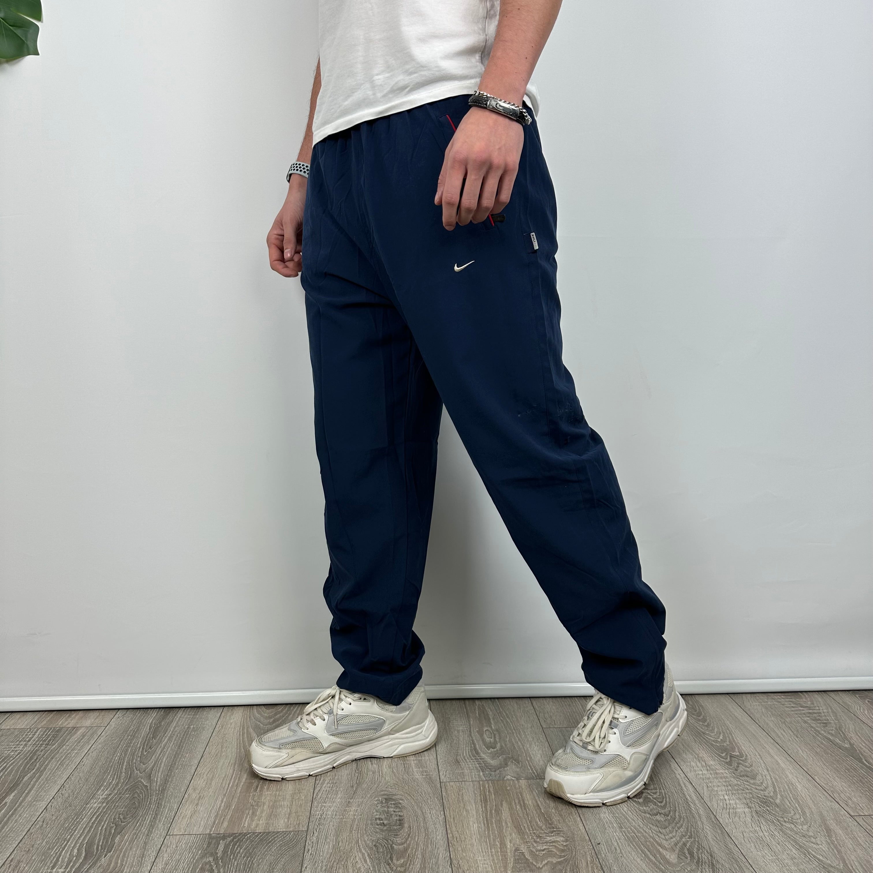 Nike Navy Embroidered Swoosh Track Pants (L)