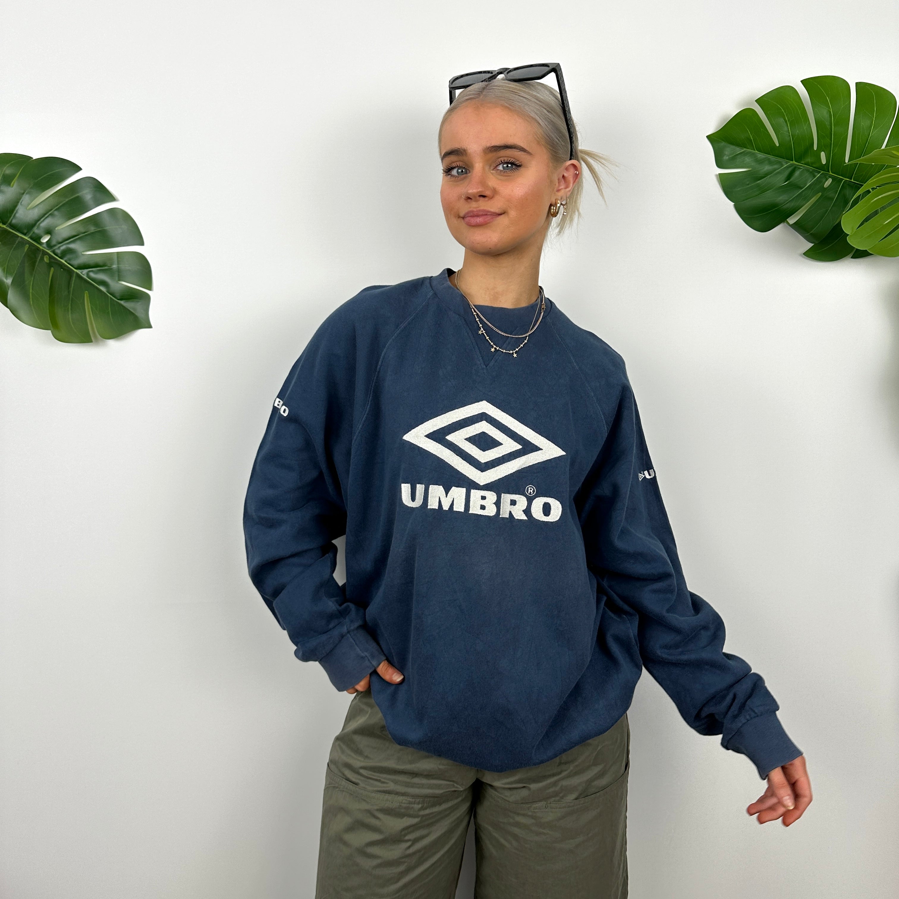 Umbro Navy Embroidered Spell Out Sweatshirt (M)