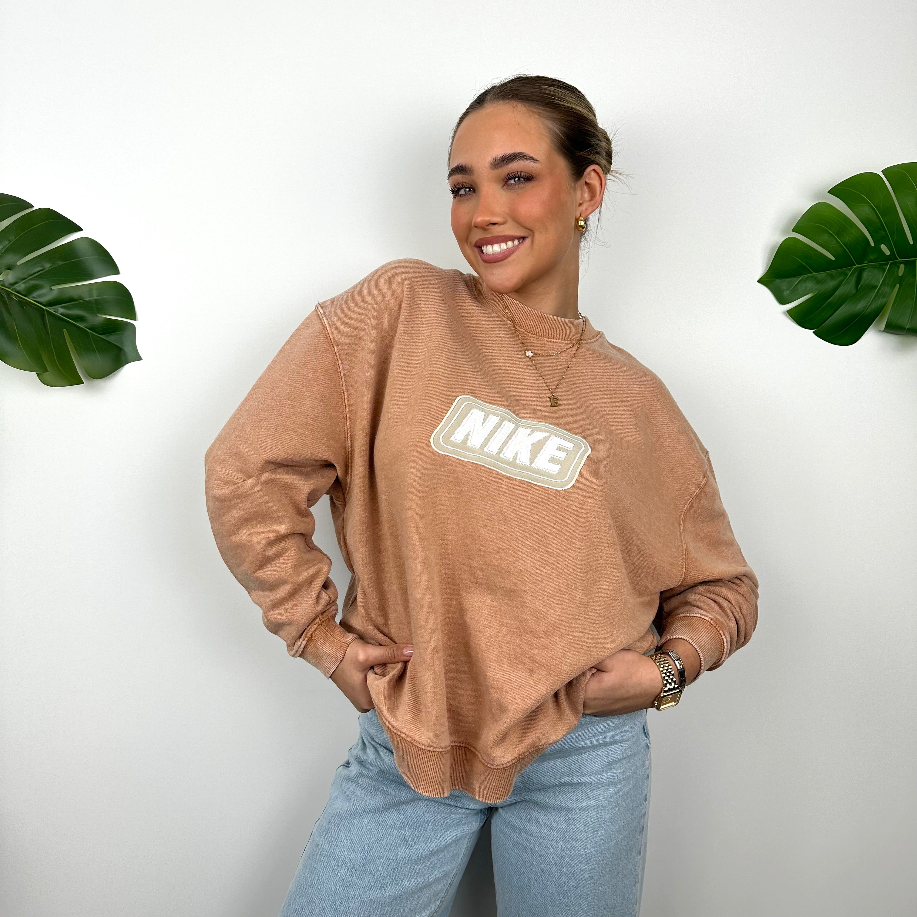 Nike Brown Embroidered Spell Out Sweatshirt (S)