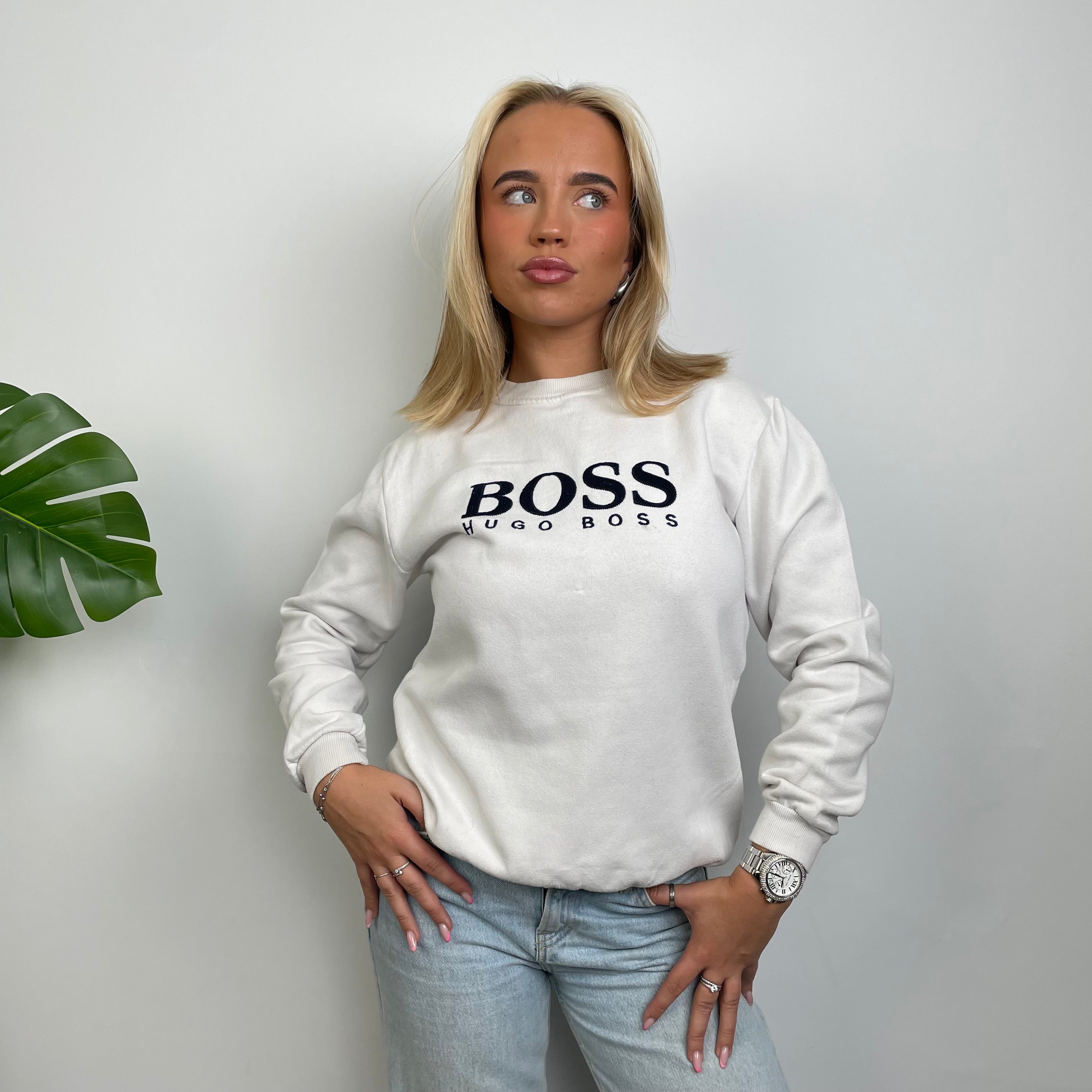 Hugo Boss White Embroidered Spell Out Sweatshirt (S)