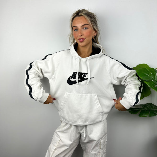 Nike White Embroidered Spell Out Hoodie (M)