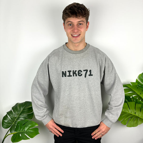 Nike Grey Embroidered Spell Out Sweatshirt (L)