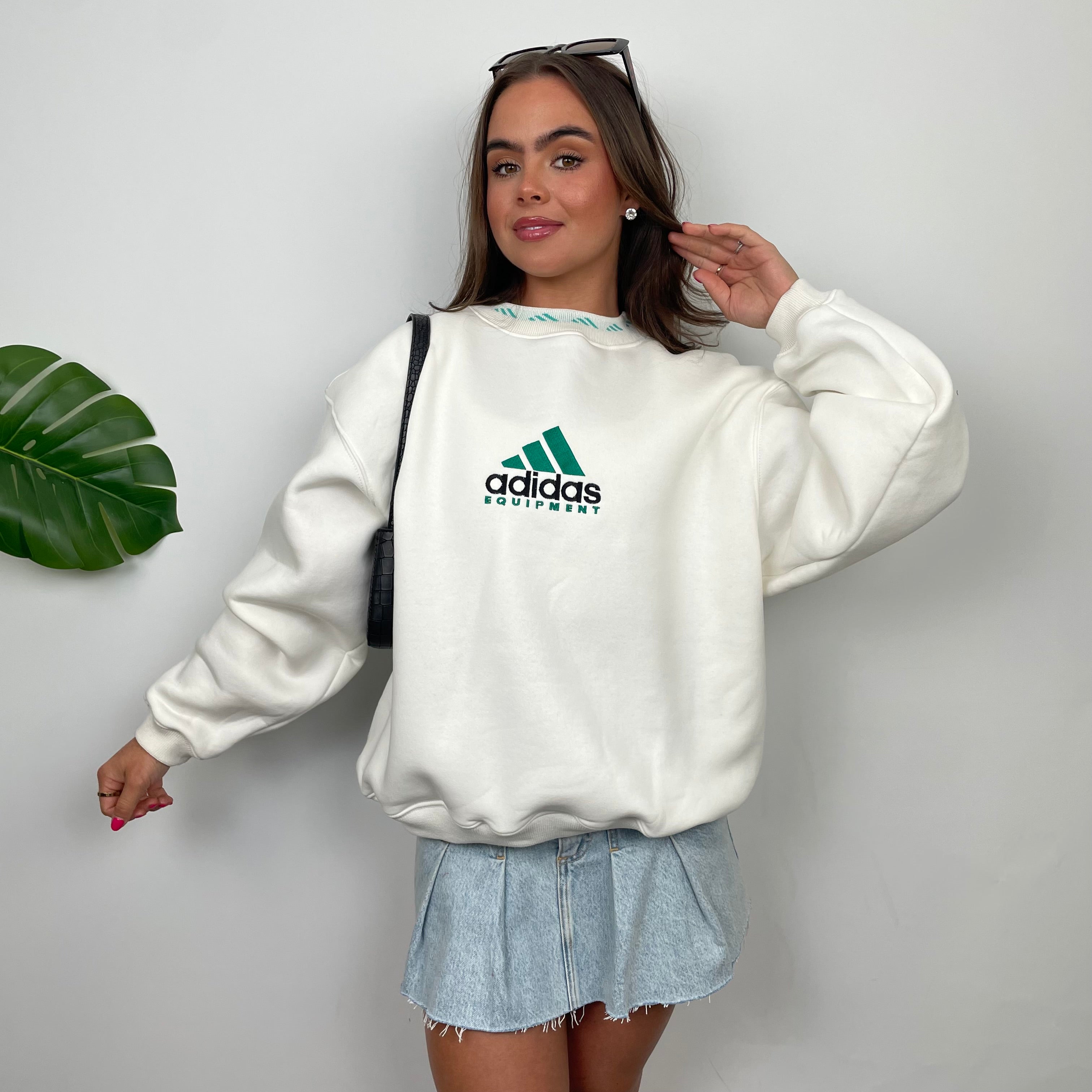 Adidas Equipment White Embroidered Spell Out Sweatshirt (M)