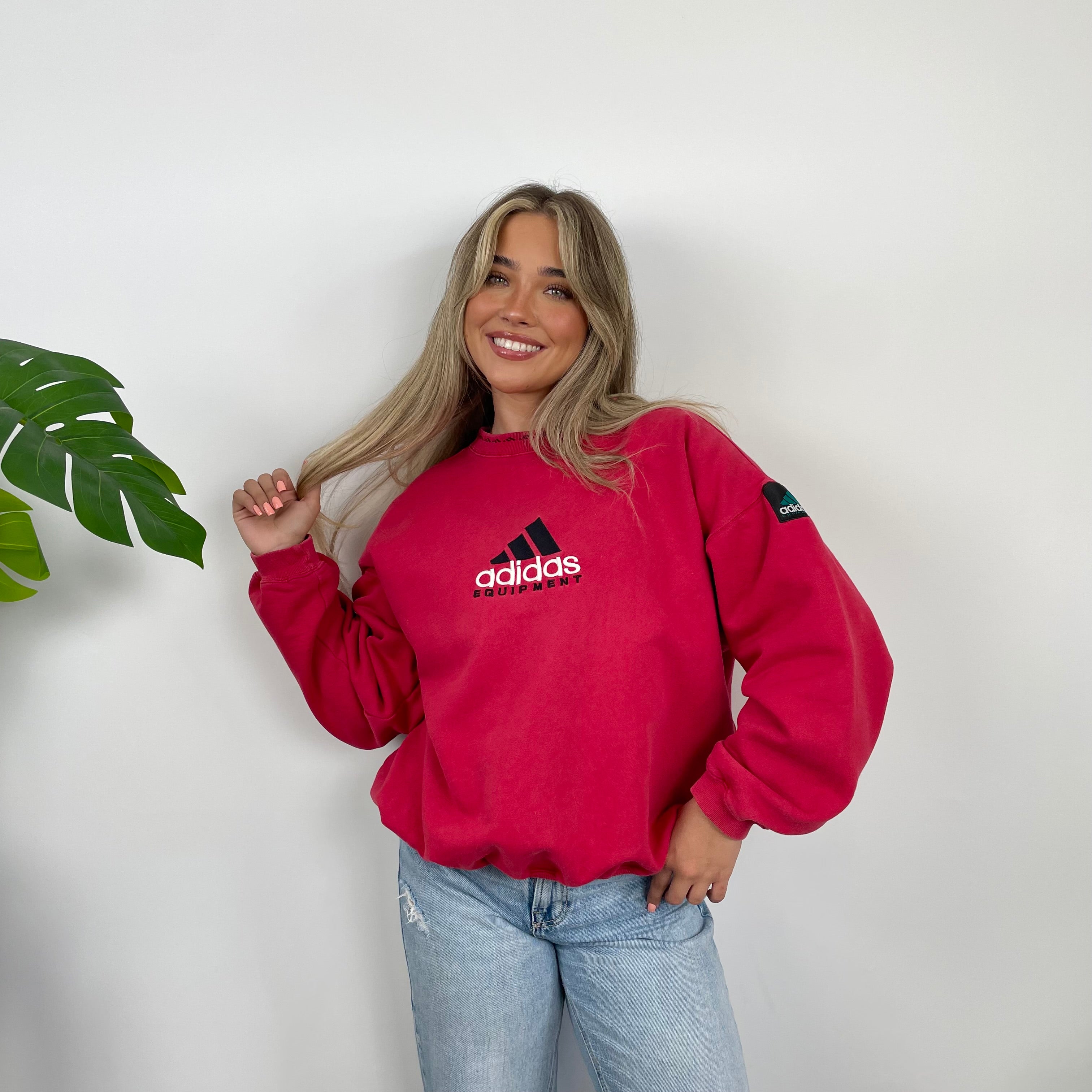 Adidas Equipment RARE Red Embroidered Spell Out Sweatshirt (S)