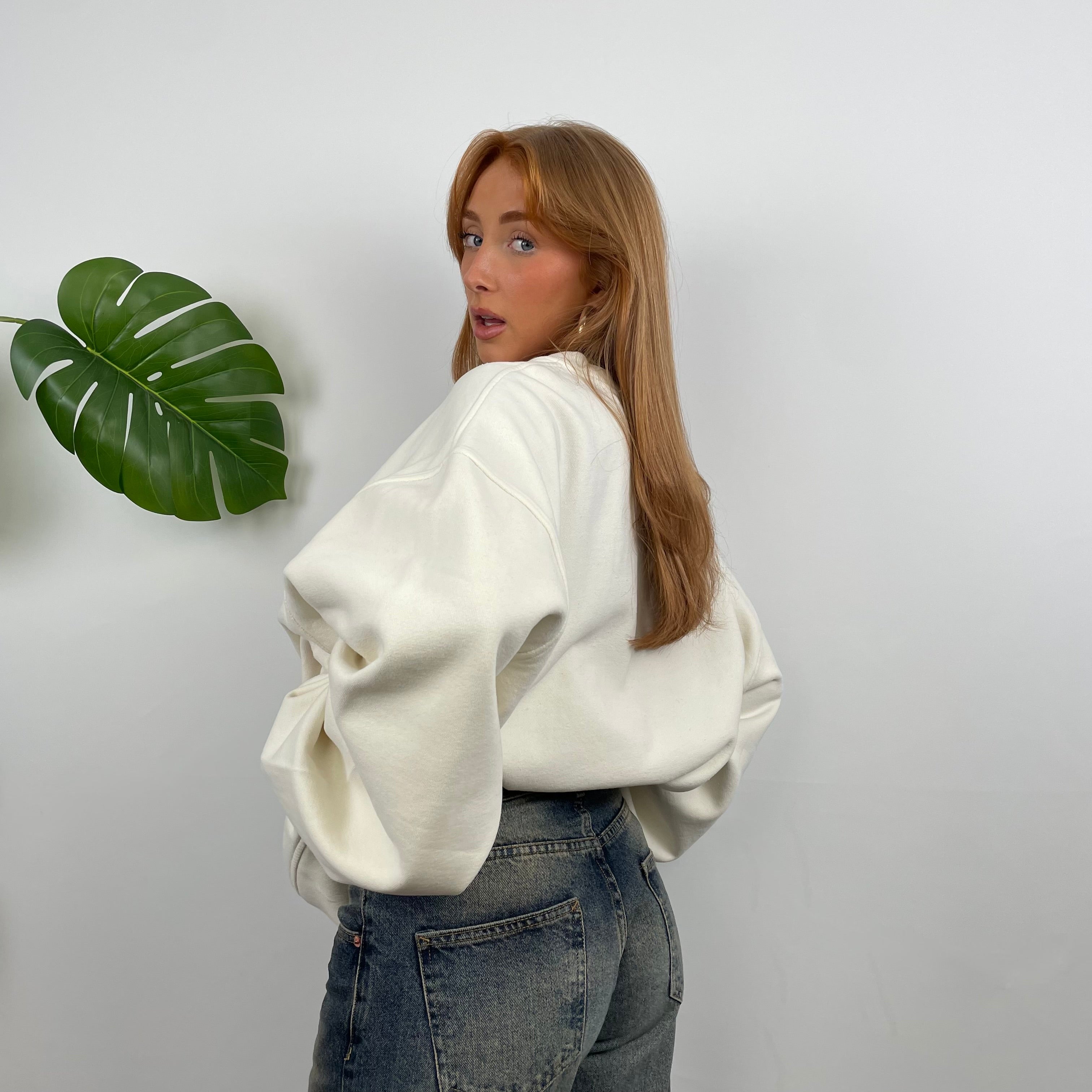 Tommy Hilfiger Cream Embroidered Spell Out Sweatshirt (L)
