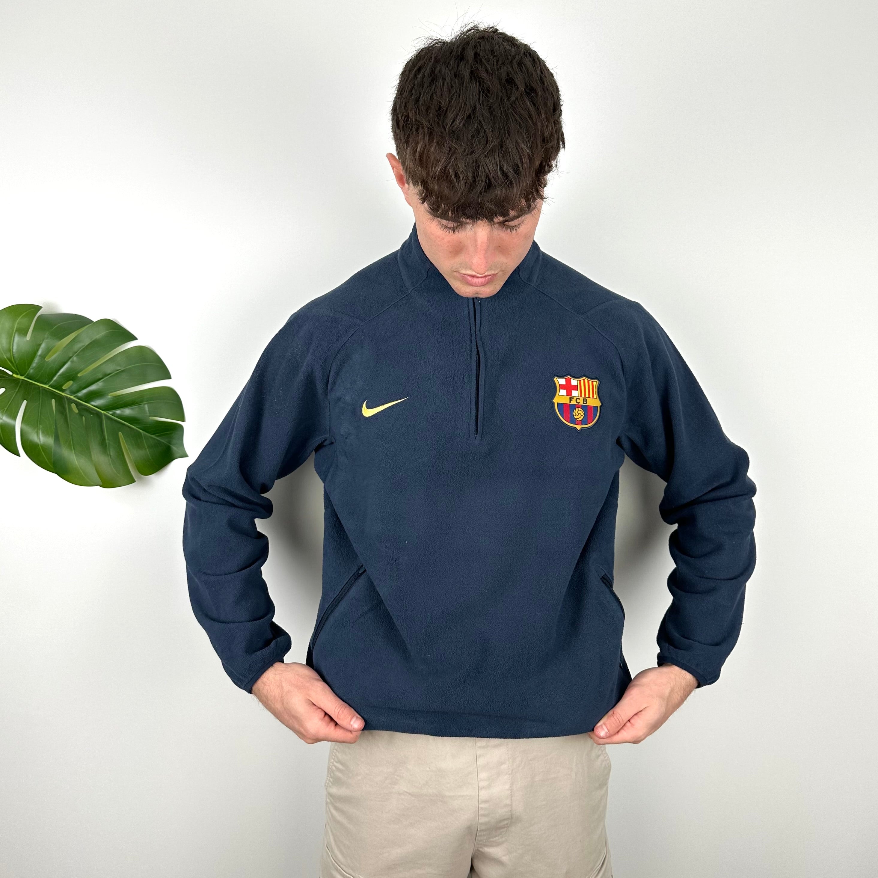 Nike x Barcelona FC RARE Embroidered Spell Out Fleece Quarter Zip (L)