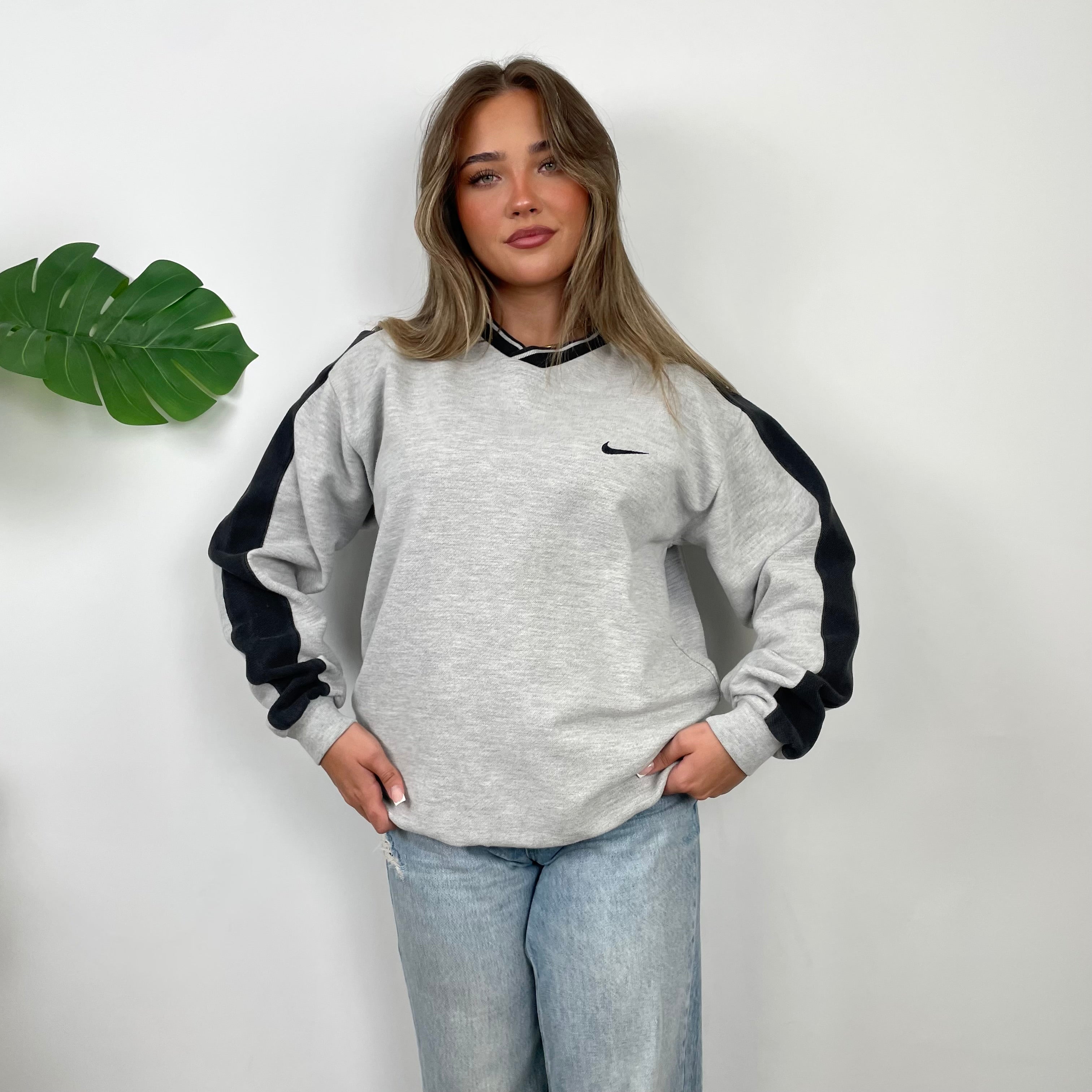 Nike Grey Embroidered Swoosh Sweatshirt (L)