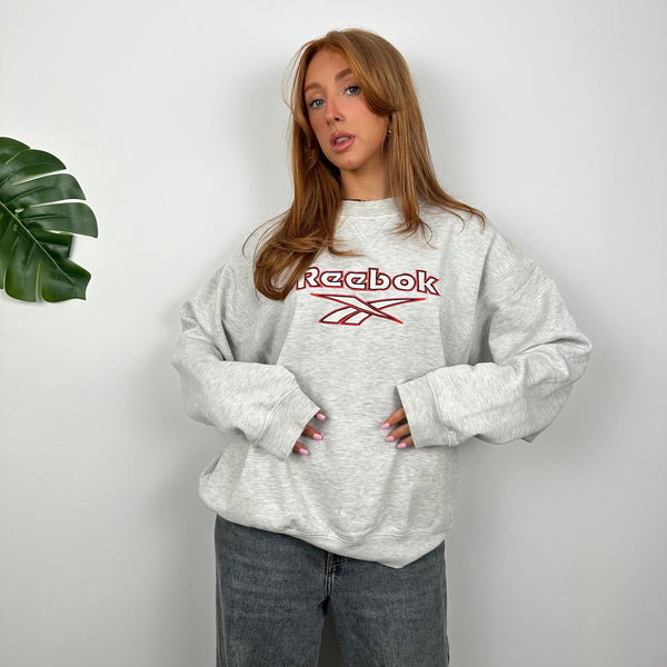 Reebok Grey Embroidered Spell Out Sweatshirt (M)