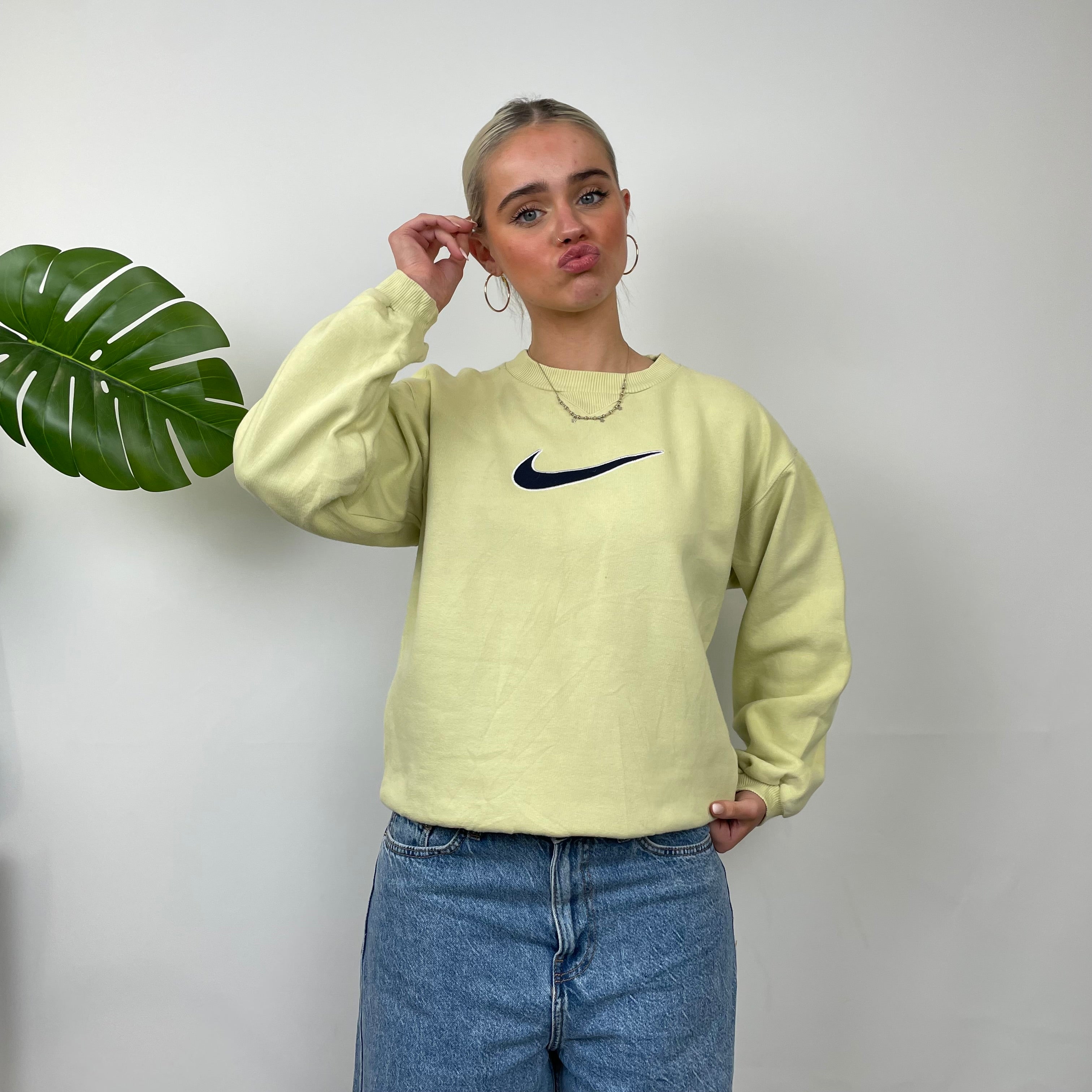 Nike Lime Embroidered Swoosh Sweatshirt (S)